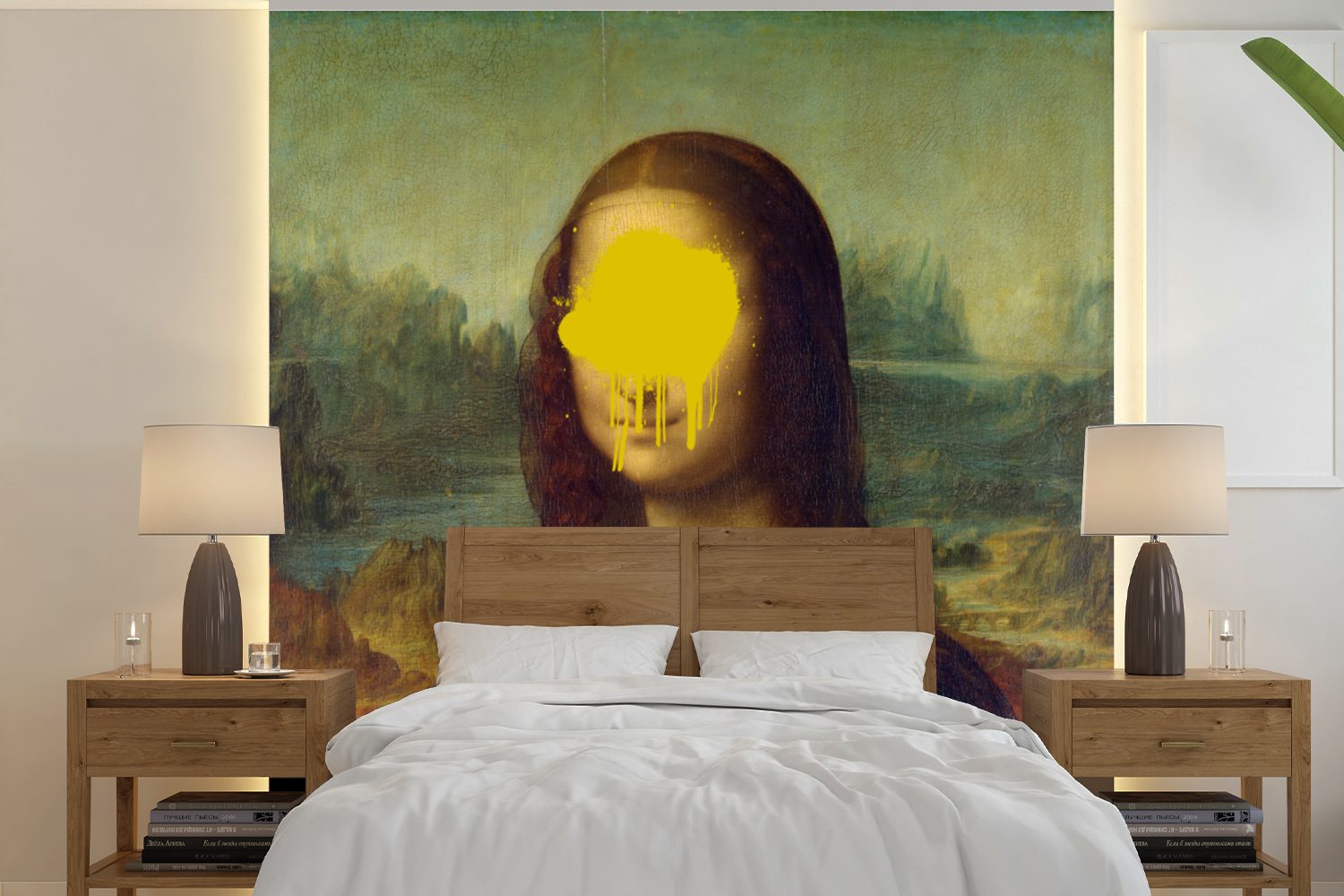 St), Fototapete oder Schlafzimmer, Wohnzimmer bedruckt, da Lisa - Leonardo MuchoWow - Vinyl Mona Vinci Wandtapete (5 Tapete für Kunst, Matt,