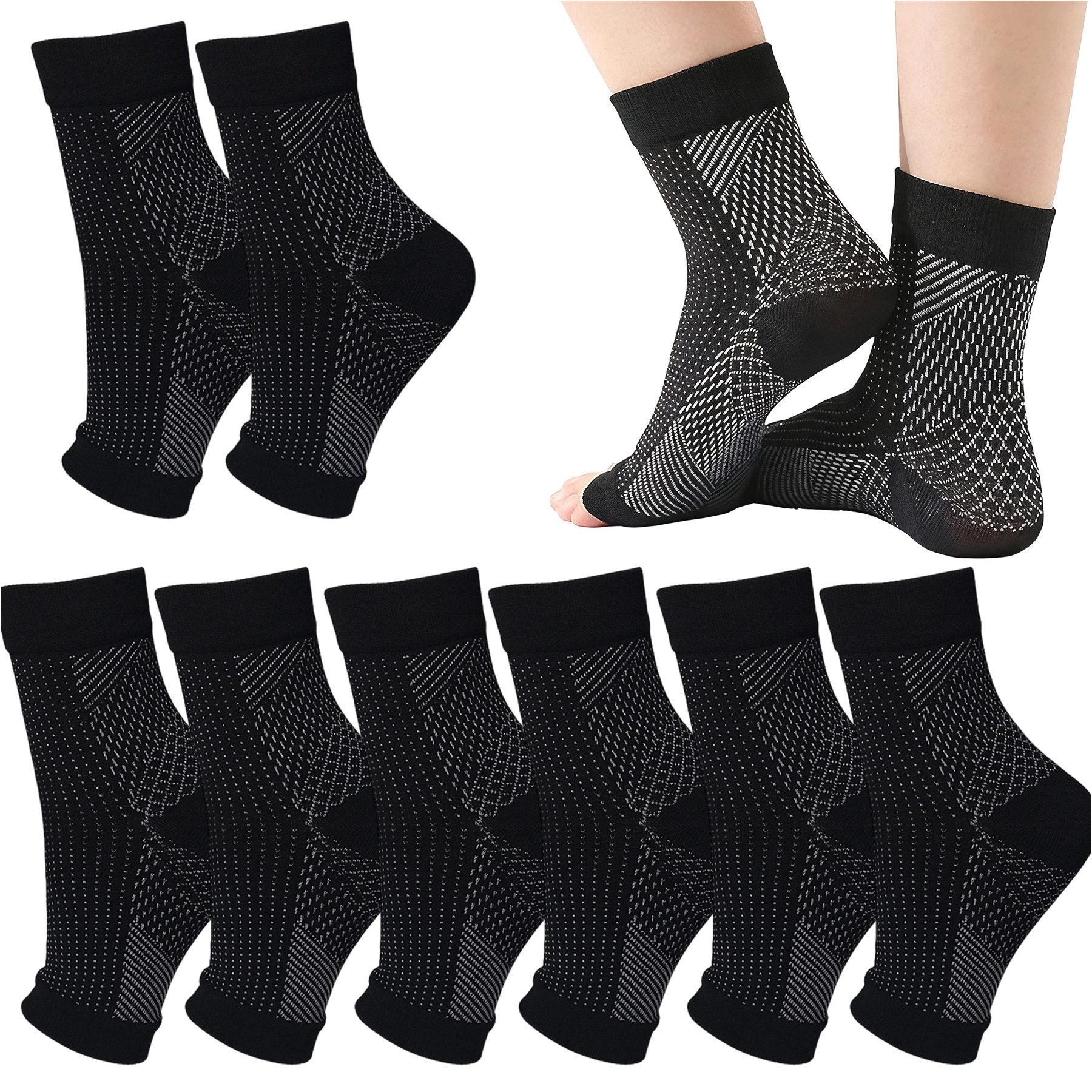 Mutig Kompressionsstrümpfe 4 Paar Zehenfreie Kompressionssocken 15–20 mmHg für Damen & Herren (Stützstrümpfe für Sport, Flug, Laufen, Reise & Alltag, gegen Schwellungen, Thrombose) Müdigkeit & Plantarfasziitis