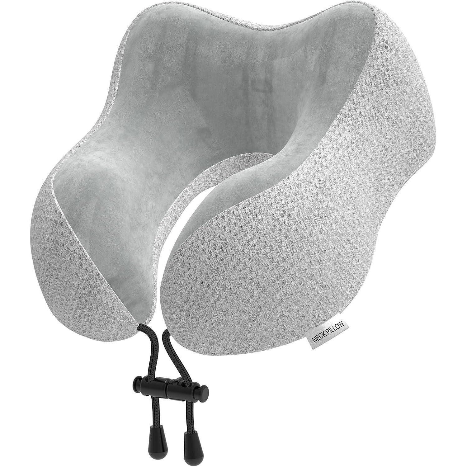 Halbmond-Kissen Nackenkissen Reisekissen Memory Foam Flugzeug Auto Grau