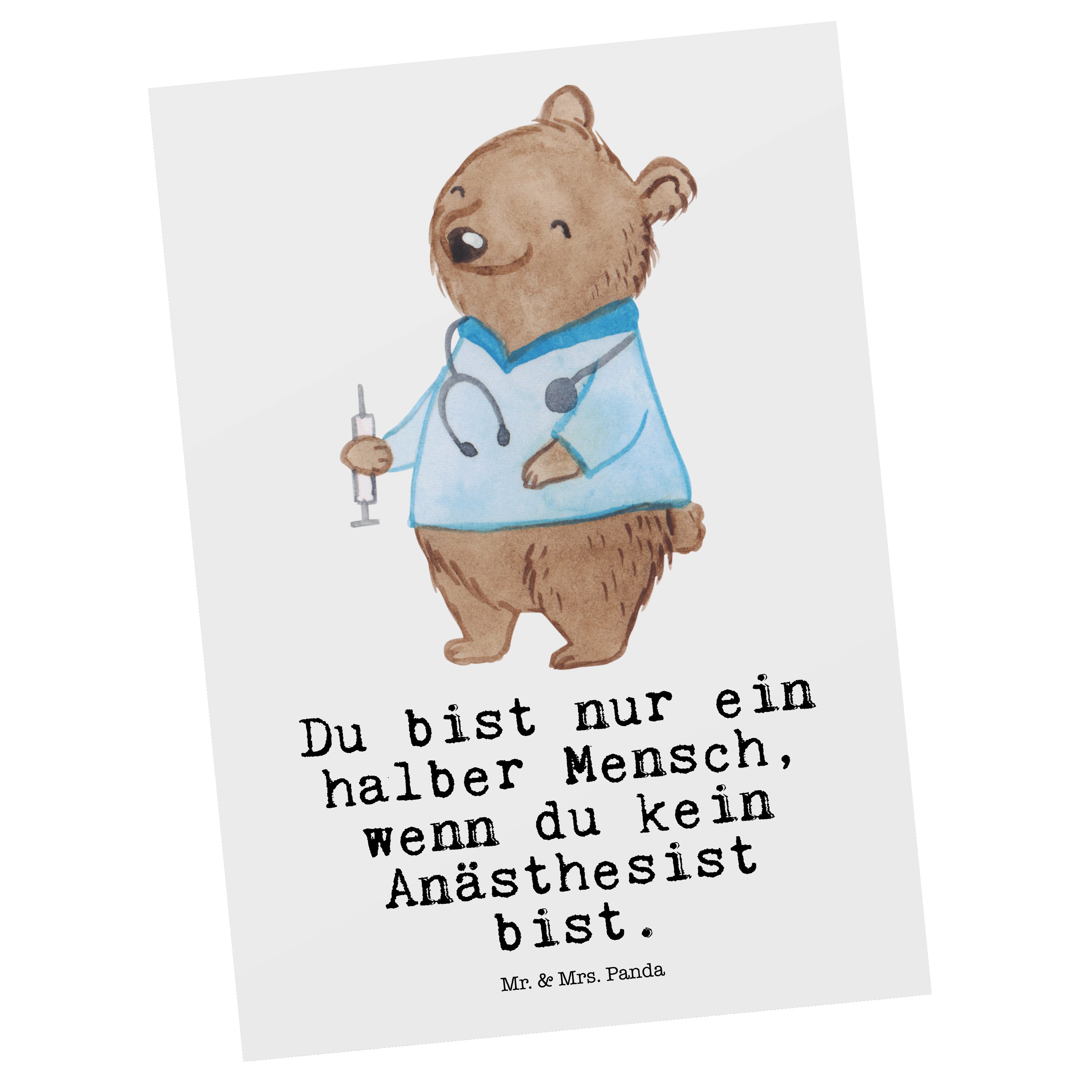 Mr. & Mrs. Panda Postkarte Anästhesist mit Herz - Weiß - Geschenk, Ansichtskarte, Narkosearzt, K