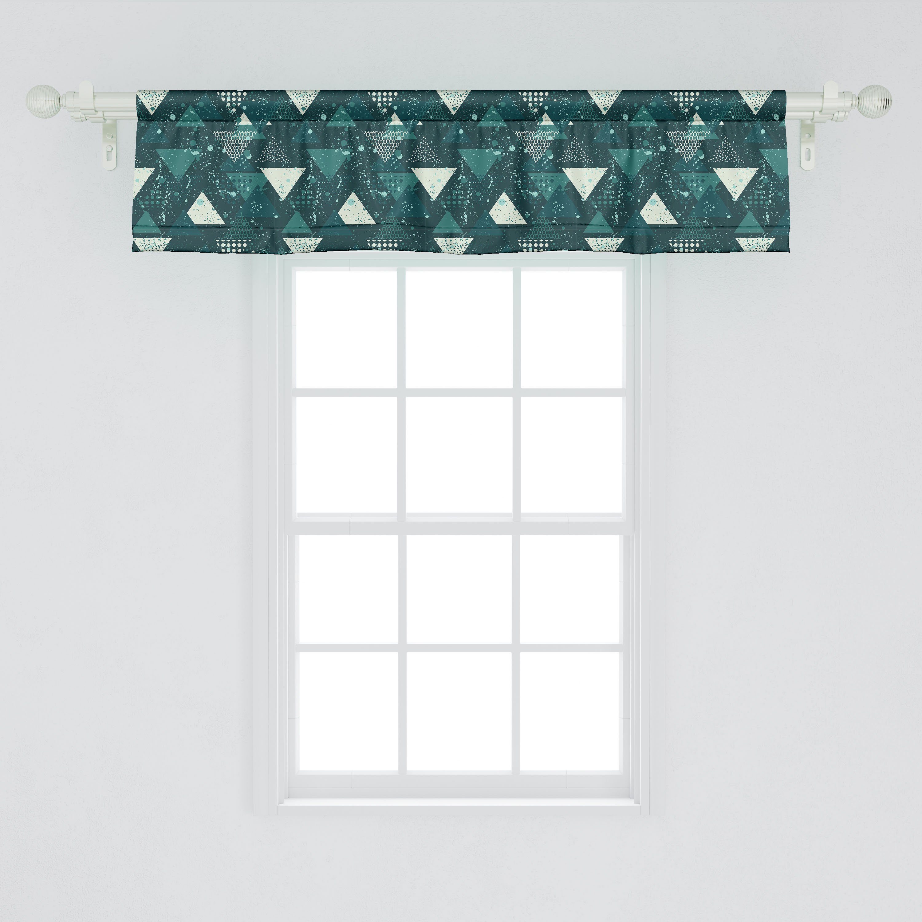 Scheibengardine Vorhang Volant für Küche Stangentasche, Schlafzimmer Dekor Microfaser, Triangles Grunge Verunstaltungen Pinsel Abakuhaus, mit