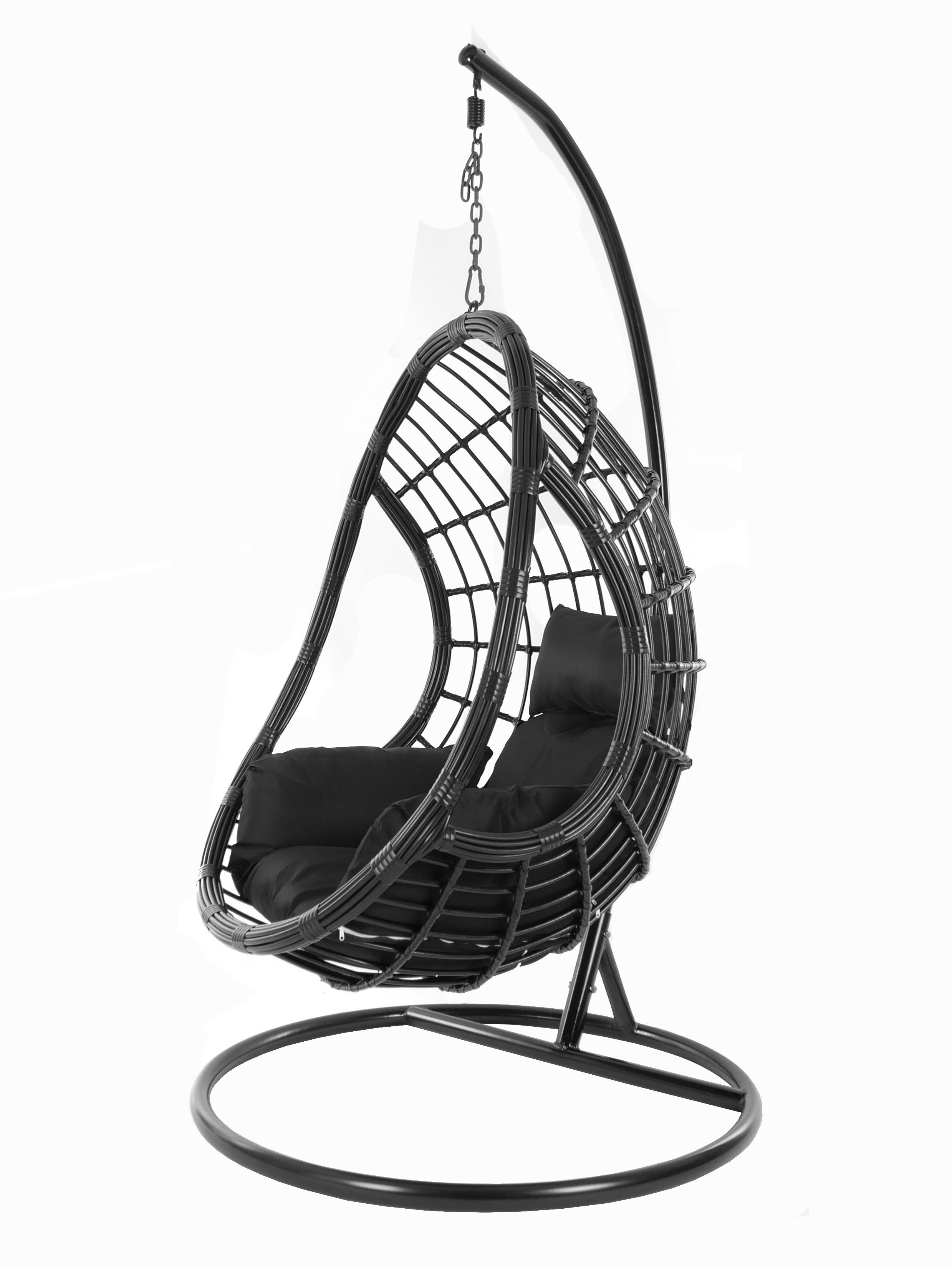 Nest-Kissen Hängesessel Hängesessel Gestell Chair, black, und Kissen, black) (9999 mit schwarz KIDEO PALMANOVA Schwebesessel, Swing