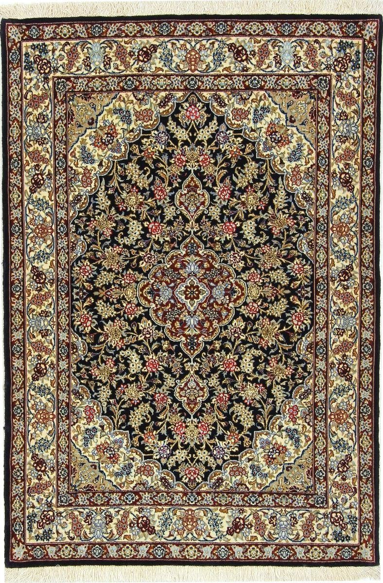 Orientteppich Isfahan Seidenkette 102x147 Handgeknüpfter Orientteppich, Nain Trading, rechteckig, Höhe: 8 mm
