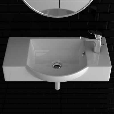 Alpenberger Waschbecken Waschplätze Klein Gäste WC - Keramik Handwaschbecken 55 cm Breit (Waschtisch, 1-St., Keramik Hängewaschbecken), OHNE Armatur, Ablaufventil oder Siphon