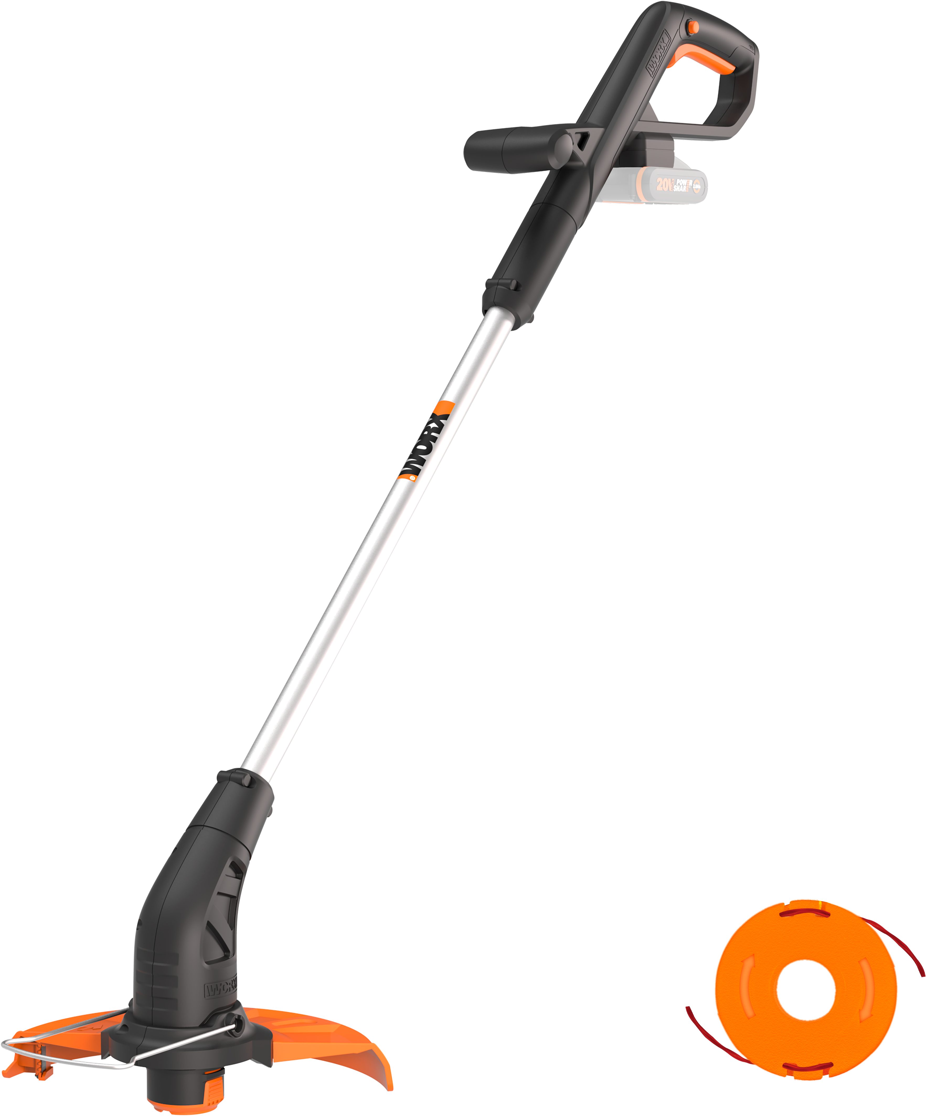 Worx Akku-Rasentrimmer WG157E.9, 25 cm Arbeitsbreite Faden, 2-in-1 Gerät, automatische Fadenverlängerung, ohne Akku und Ladegerät