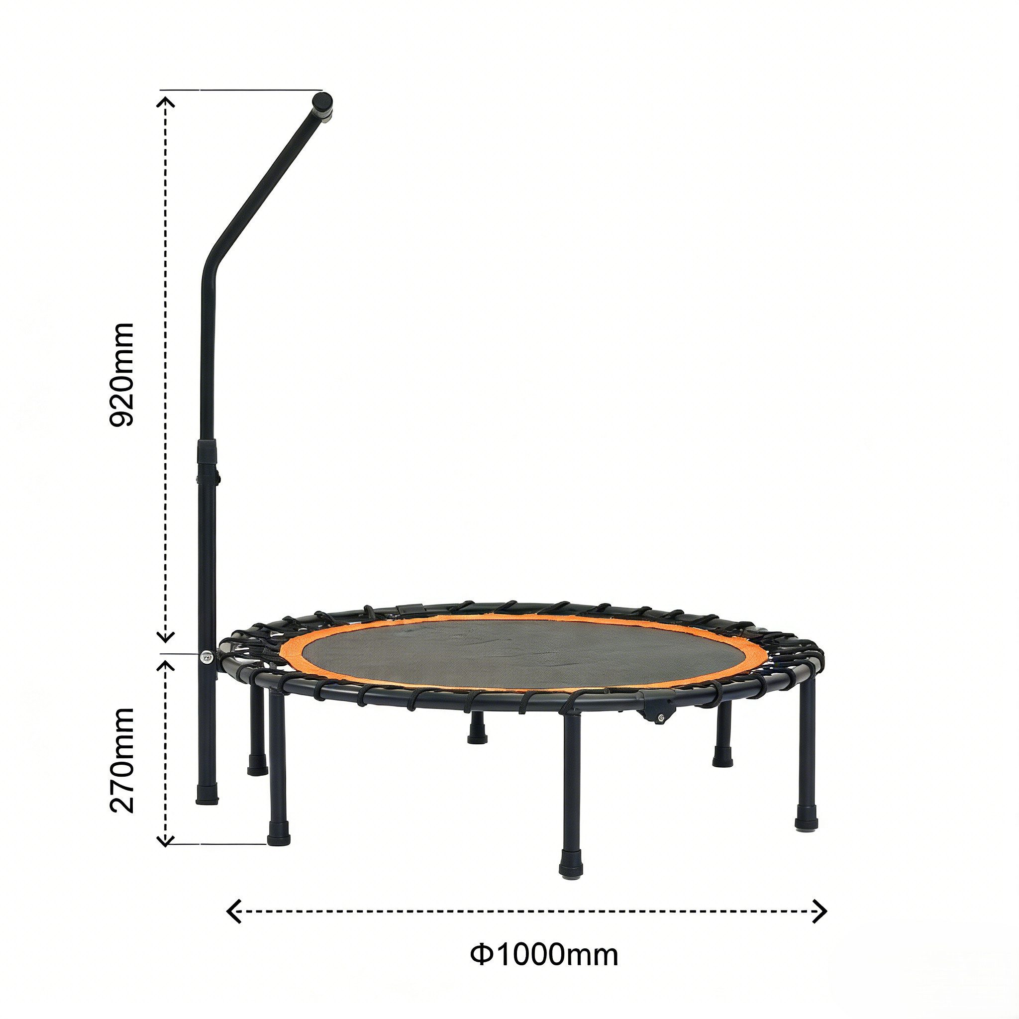 Rolipo Fitnesstrampolin faltbares mit Haltegriff, klappbar Trampolin, Ø 100 cm, ideal für Home-Gym, Wohnzimmer oder Outdoor