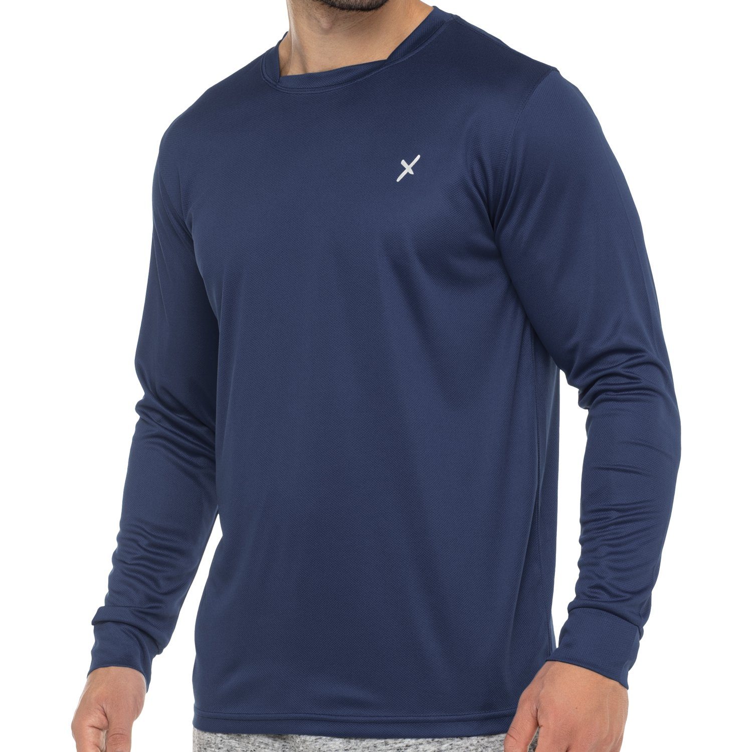 CFLEX Trainingsshirt Sport Herren Fitness Shirt Langarm, Longsleeve, Quickdry Piqué Navy