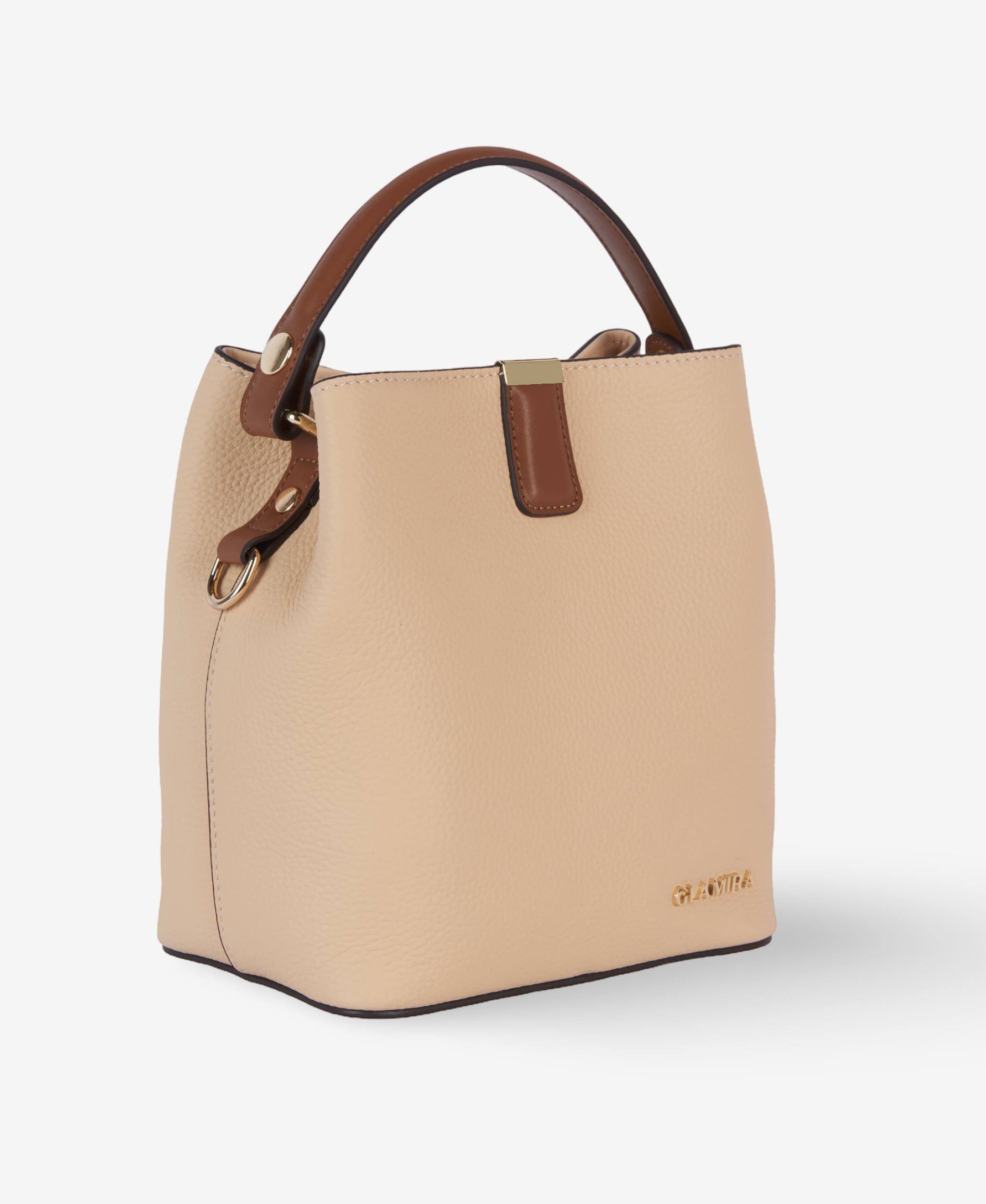 GLAMIRA Handtasche UrbanSphere Beige Henkeltasche (1-tlg), echt Leder, mit geräumigem Hauptfach