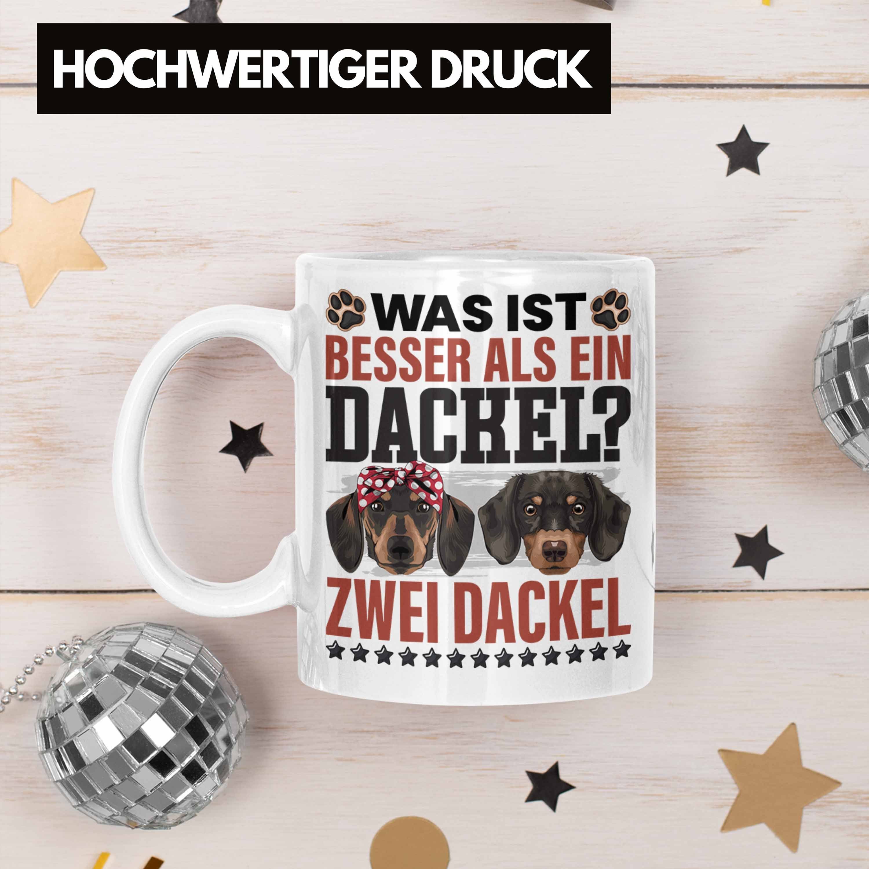Trendation Tasse Dackel Mom Grafik Frauchen Dackel-Besiterin Weiss Geschen Geschenk für Tasse