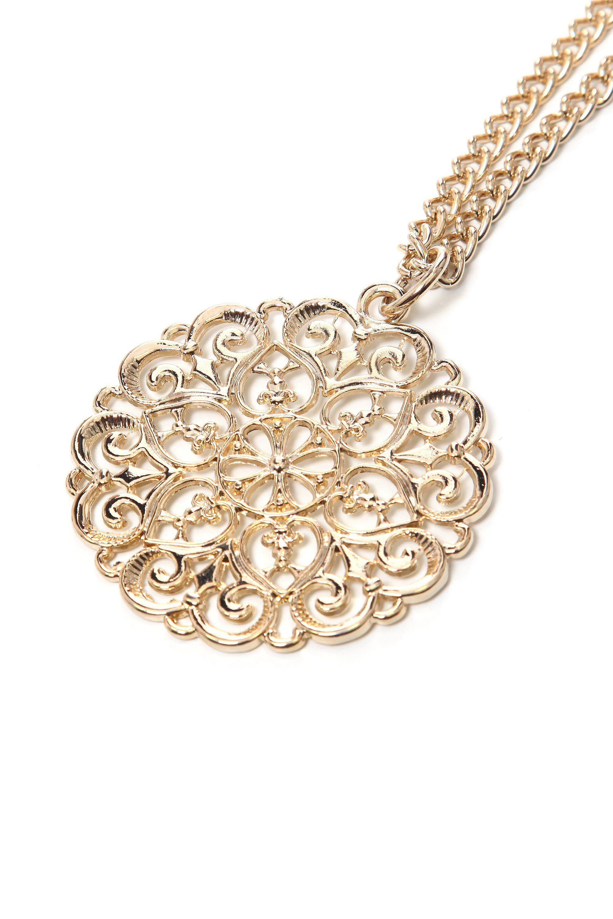 COLLEZIONE ALESSANDRO Lange Kette Delia, mit runden Anhänger in filigraner Optik – Bild 3 von 3