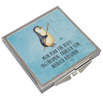 Mr. & Mrs. Panda Kosmetikspiegel Pinguin Angler - Eisblau - Geschenk, Schminkspiegel, Handtasche, Quad (1-St), passt überall