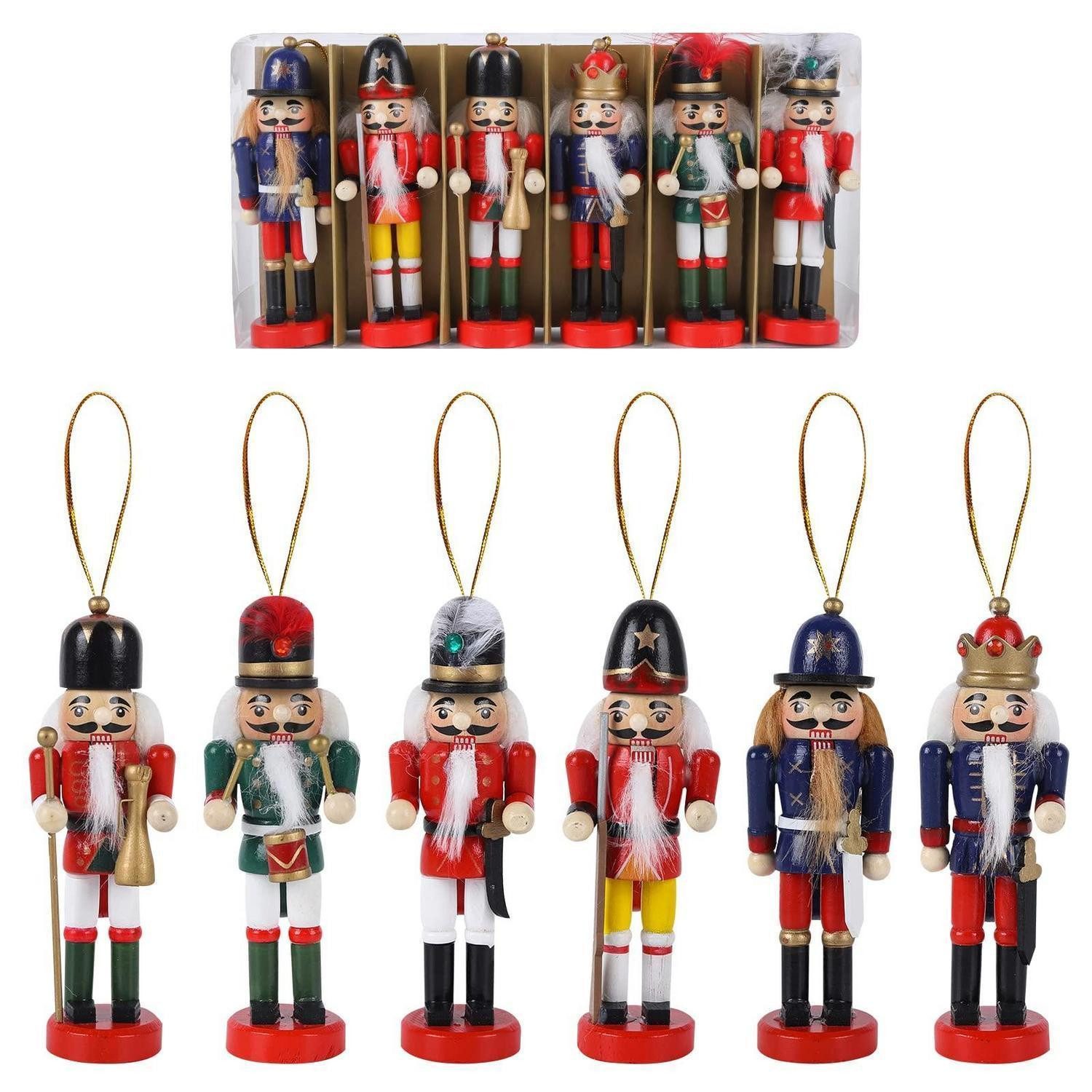 LuxusKollektion Nussknacker 6x Nussknacker Figur Holz Weihnachtsdeko