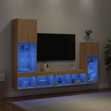 vidaXL TV-Wand 4-tlg. Wohnwand mit LED-Beleuchtung Sonoma-Eiche Holzwerkstoff, (1-St)