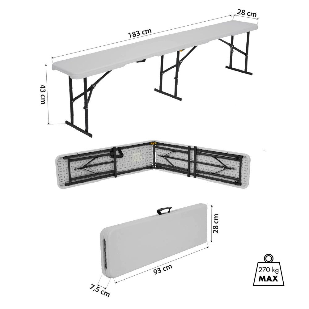 NILS CAMP Gartenbank Klappbank Campingbank Festzeltbank (Spar-Set, 1-St., 183 x 28 x 43 cm leicht), klappbar, wetterfest, bis 270 kg, leicht