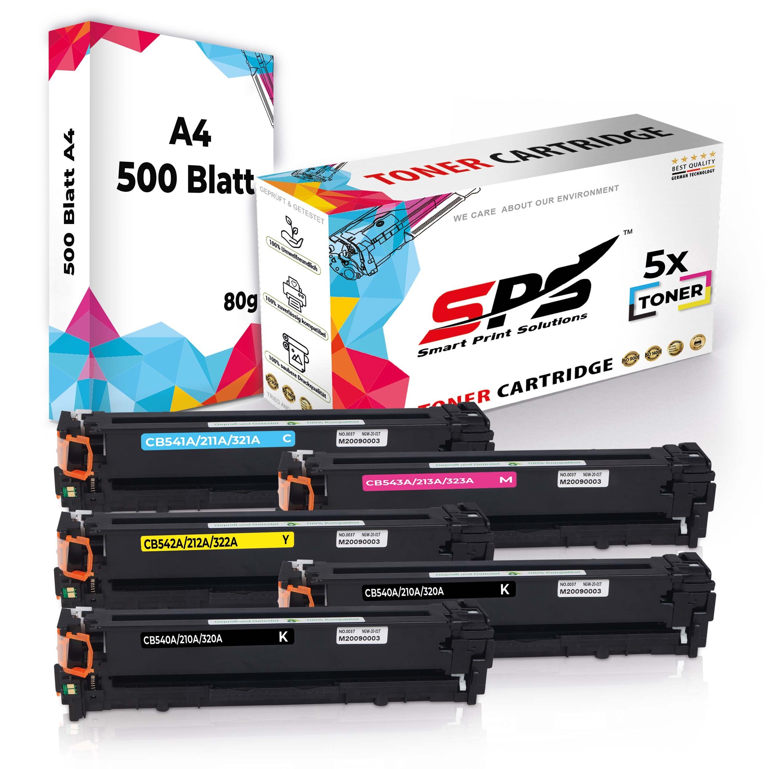 SPS Tonerkartusche Kompatibel für HP Color Laserjet CM1013 MFP 125A, (5er Pack + A4 Papier)