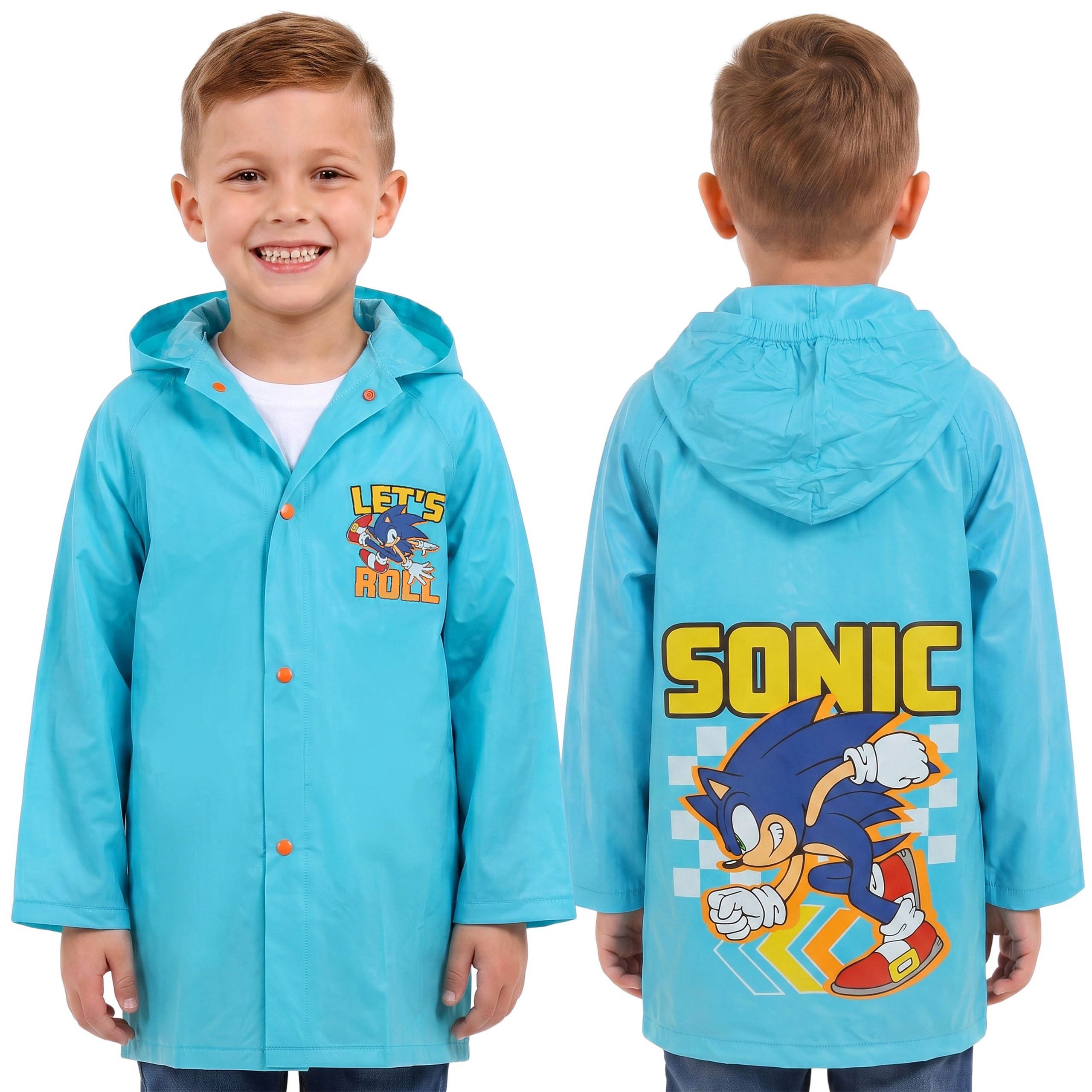 Sarcia.eu Regenjacke Sonic Blau, Jungen-Regenmantel MIT KAPUZE, Umhang FÜR JUNGEN
