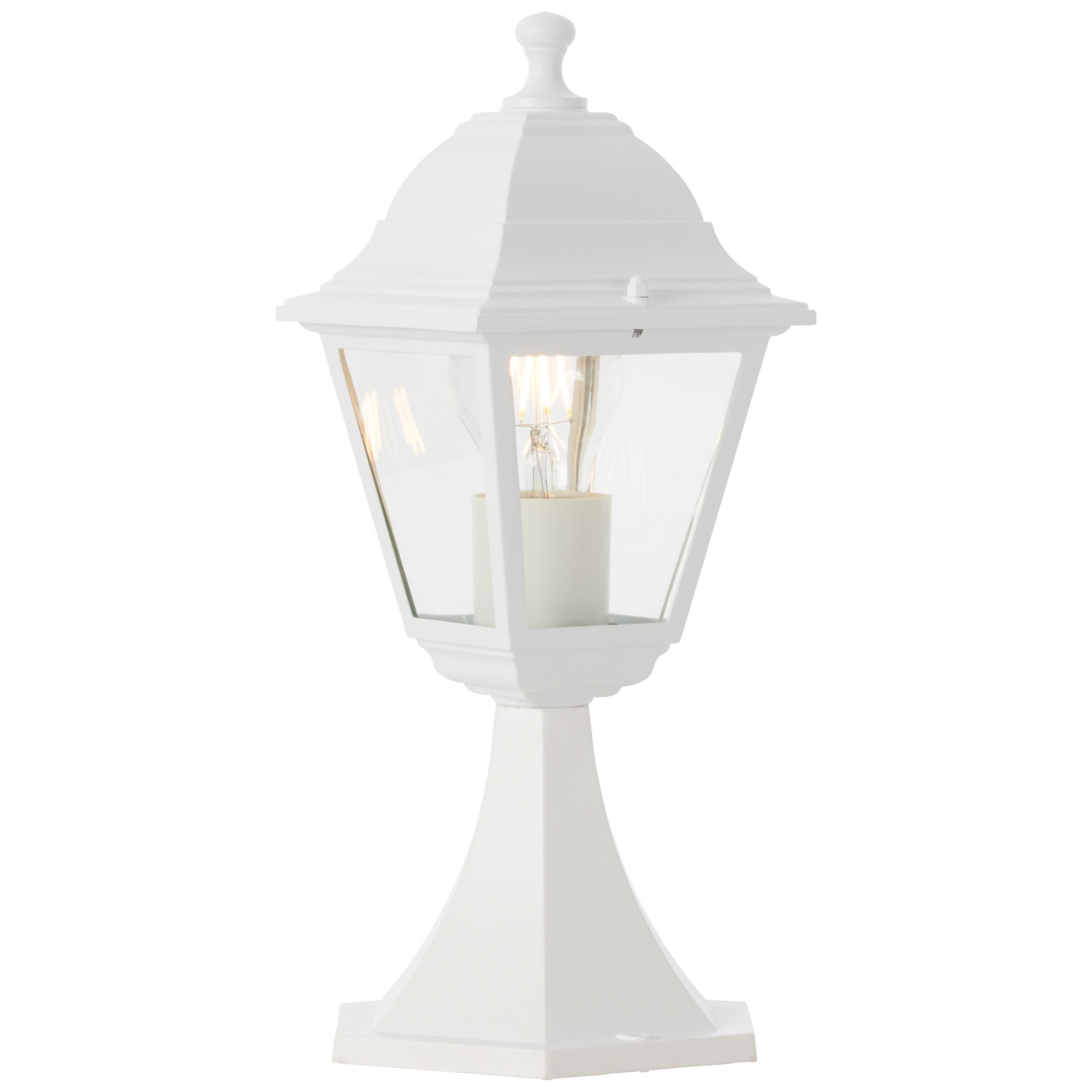 Lightbox Außen-Stehlampe, ohne Leuchtmittel, Pollerlampe, 37 x 17 x 15 cm, E27, max.60 W, IP44, Metall/Glas, weiß