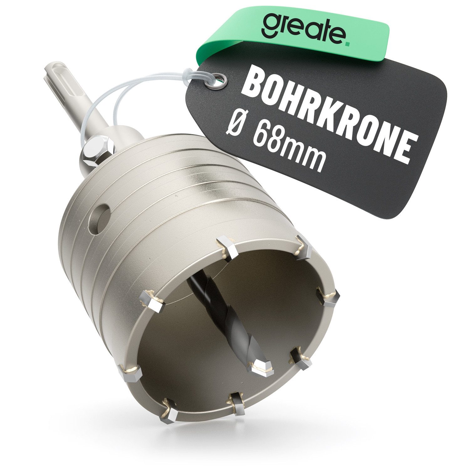 greate. Hohlbohrkrone Bohrkrone 68mm SDS Plus mit Zentrierbohrer - Dosenbohrer Trockenbau, Ø 68 mm, 1-tlg.