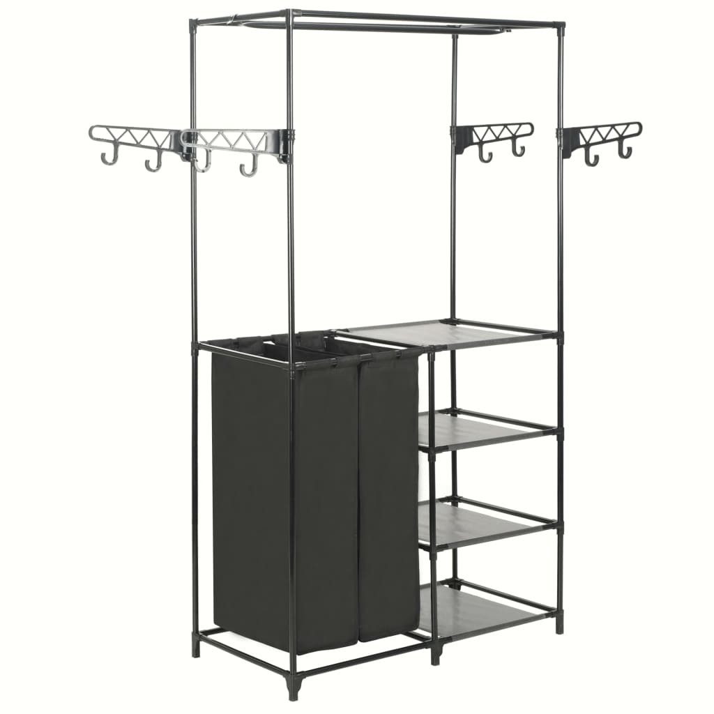 vidaXL Garderobe Kleiderständer Stahl und Vliesstoff 87 x 44 x 158 cm Schwarz