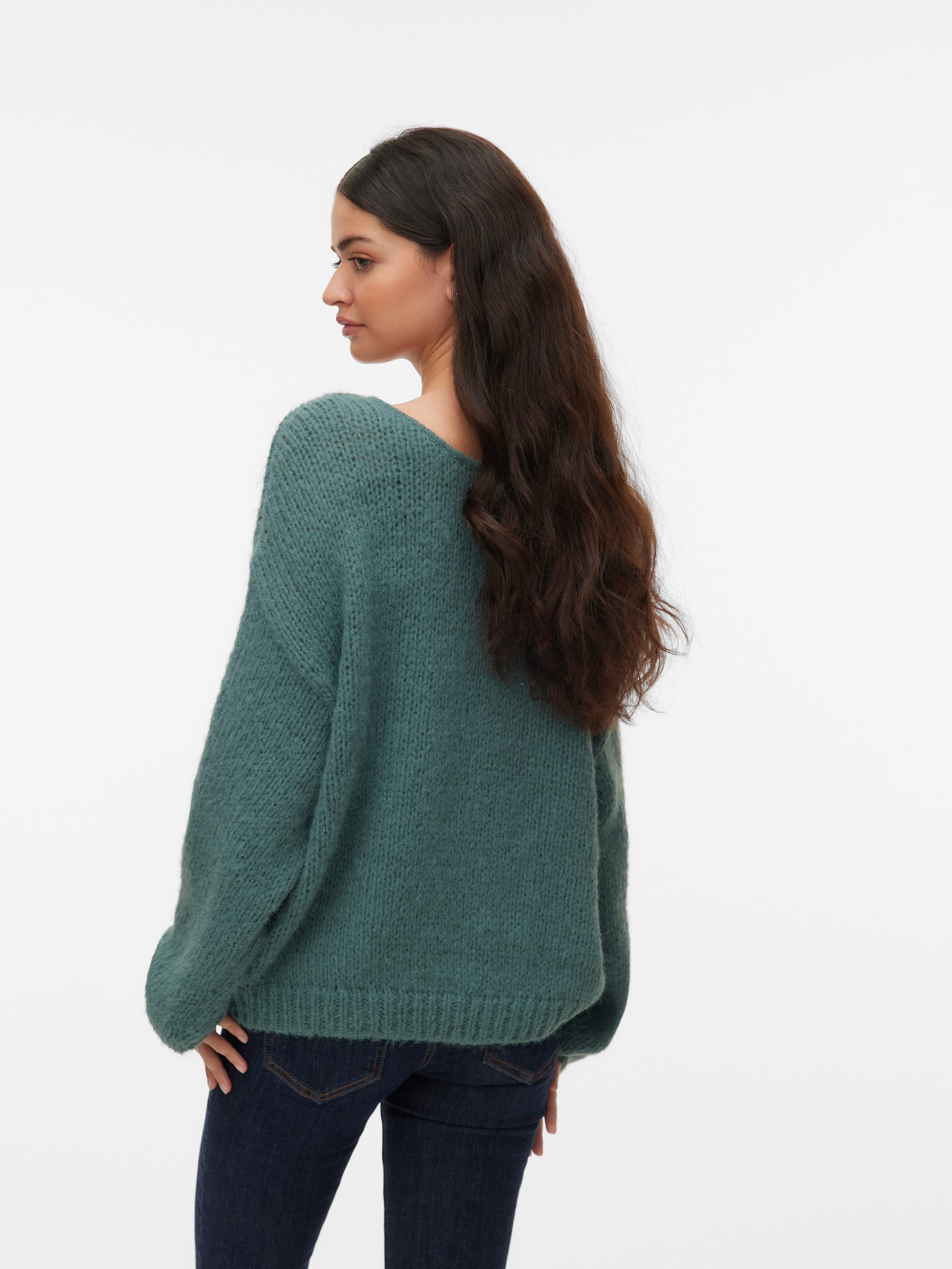 Vero Moda Strickpullover VMMAYBE LS 2WAY V-NECK PULLOVER NOOS Kunstfaser, locker geschnitten, V-Ausschnitt