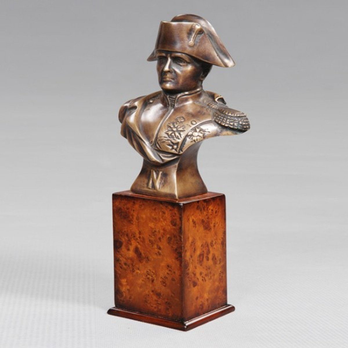 Luxus Bronze Dekofigur Figur Büste Briefbeschwerer Napoleon Frankreich - Casa Bronzefigur Padrino - Holzsockel - auf