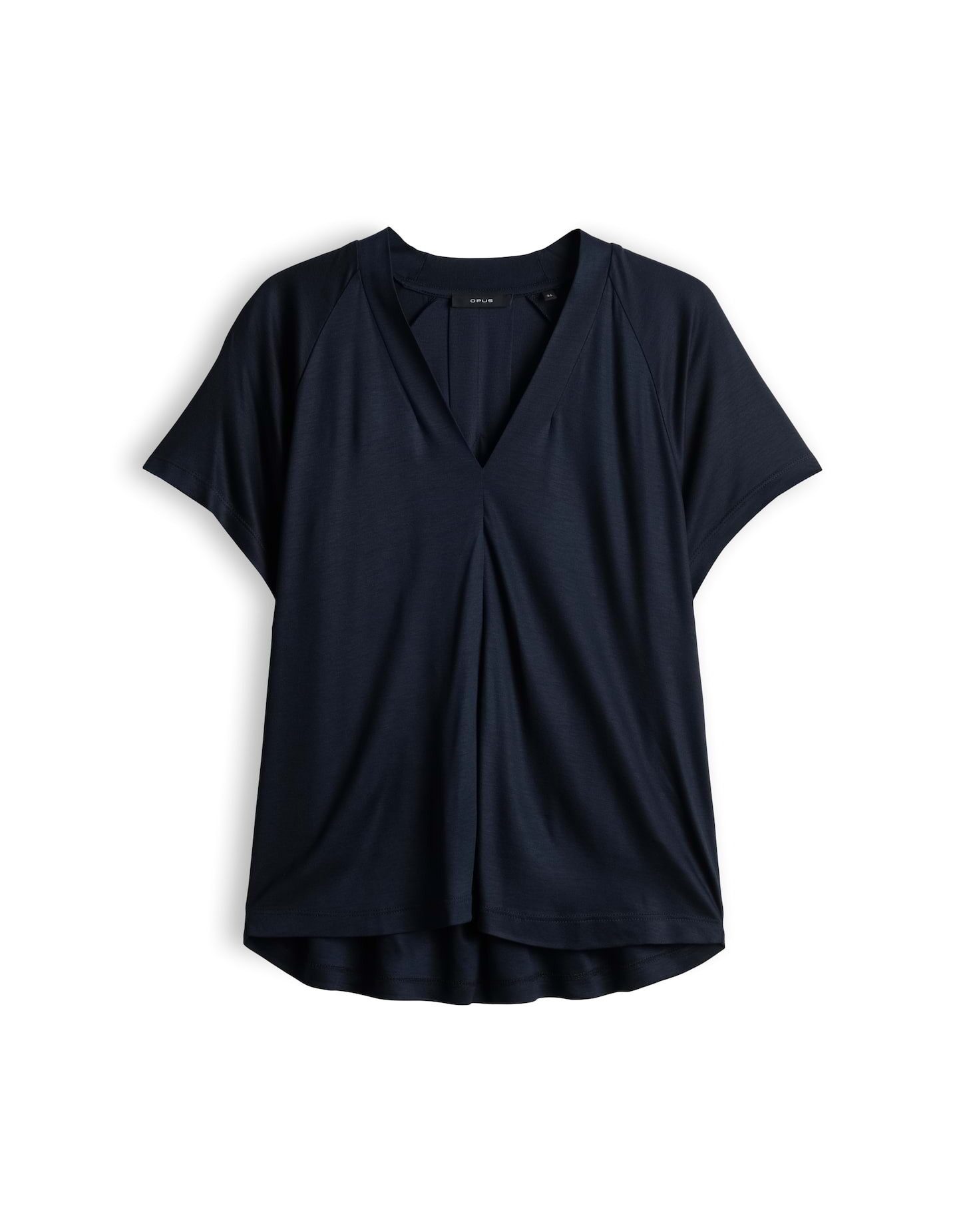 OPUS Kurzarmshirt mit V-Ausschnitt Kellerfalte im Rücken als feminines Detail