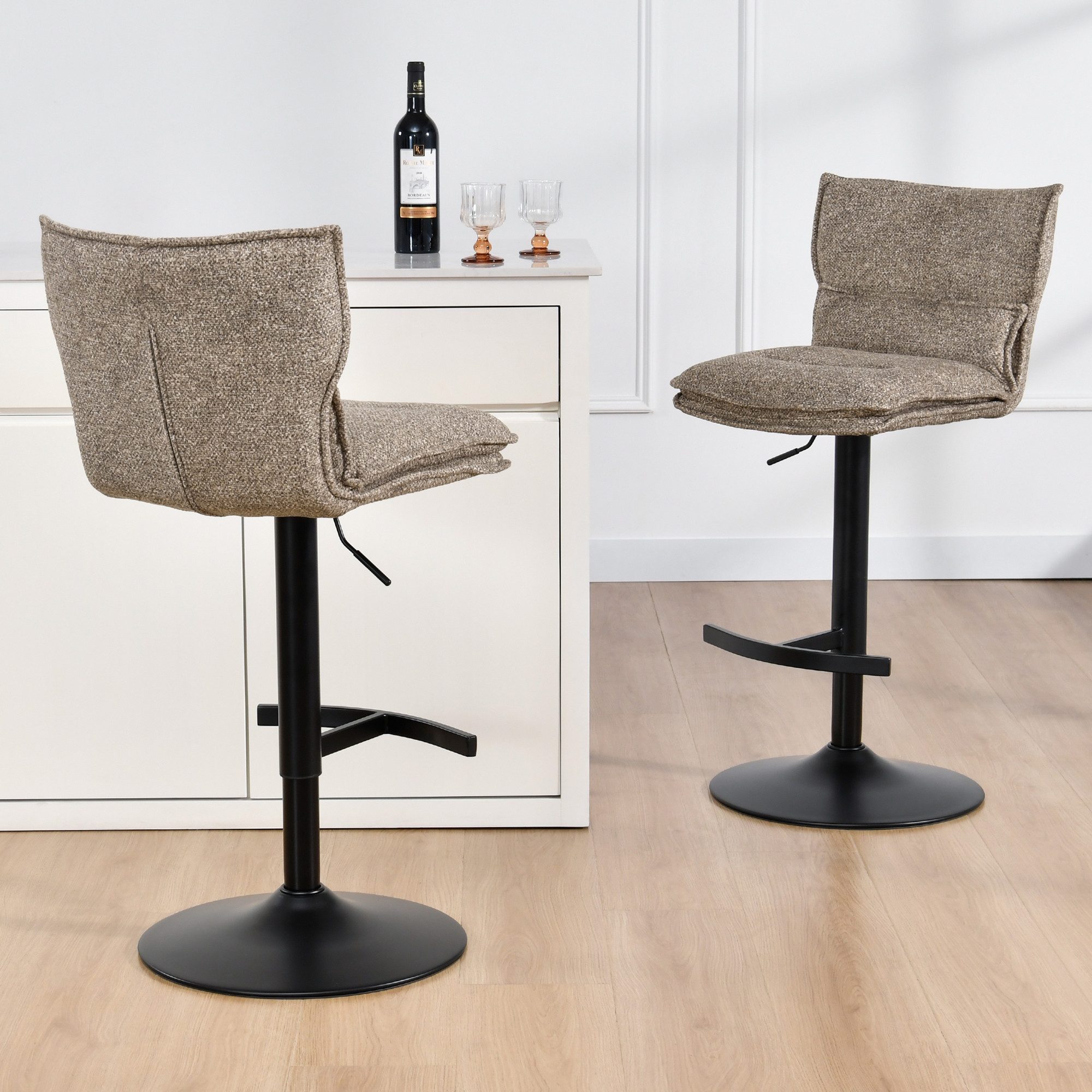 Duhome Barhocker (5501A1), 2er Set, Barstuhl Drehbar aus Bouclé