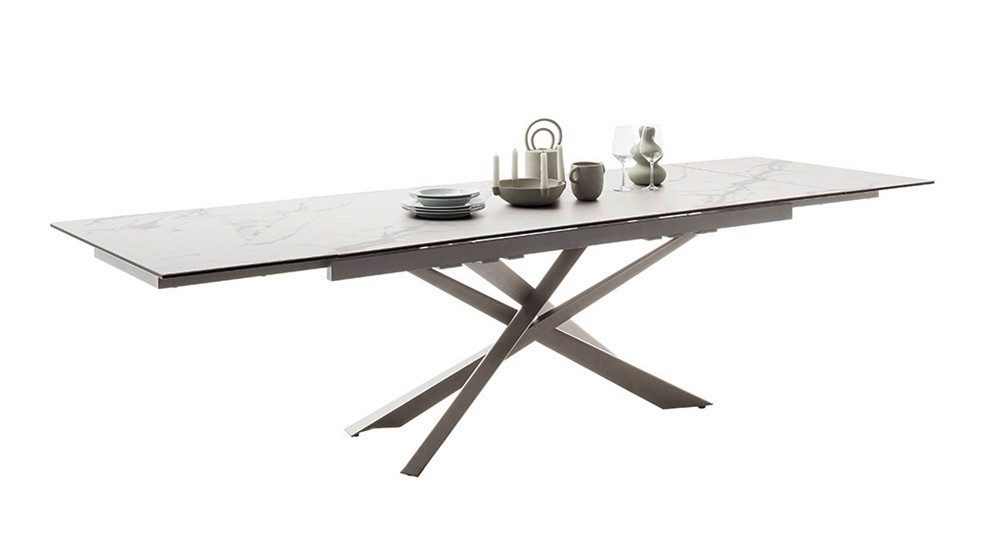 MCA furniture Esstisch Esstisch Tesero, creme / Edelstahl, ausziehbar, 200(300) x 95 (No-Set)