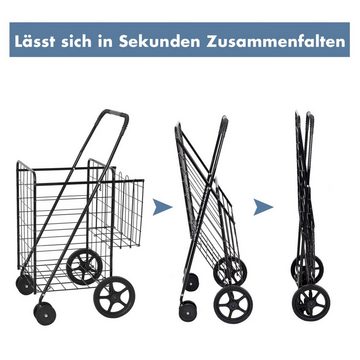 EBUY Einkaufstrolley Tragbarer Einkaufswagen mit 2 Körben