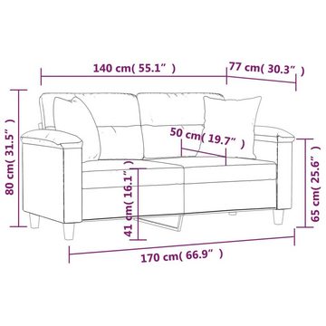 vidaXL Sofa 2-Sitzer-Sofa mit Kissen Taupe 140 cm Mikrofasergewebe