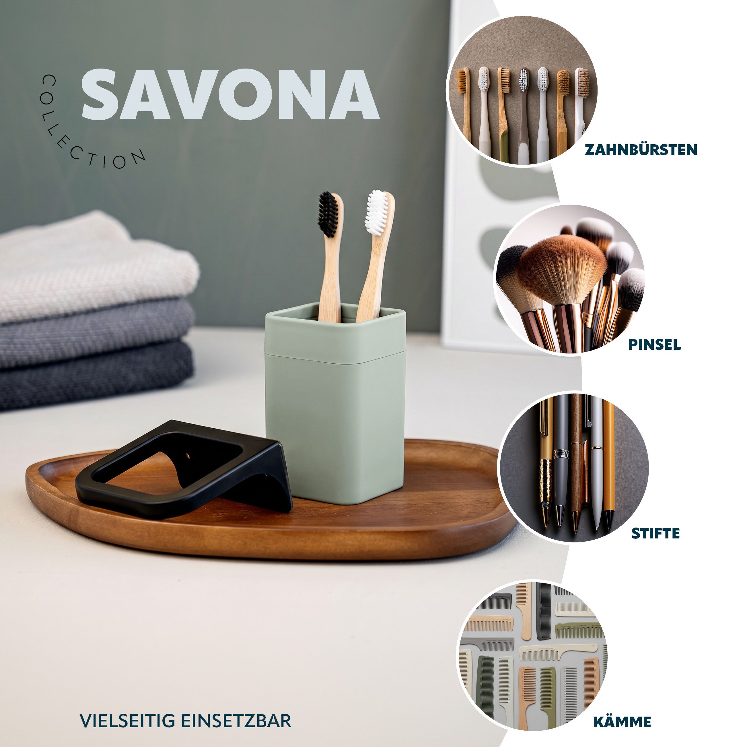 bremermann Badaccessoire-Set Bad-Serie SAVONA Softtouch inkl. Wandhalter, eckig – Bild 5 von 5