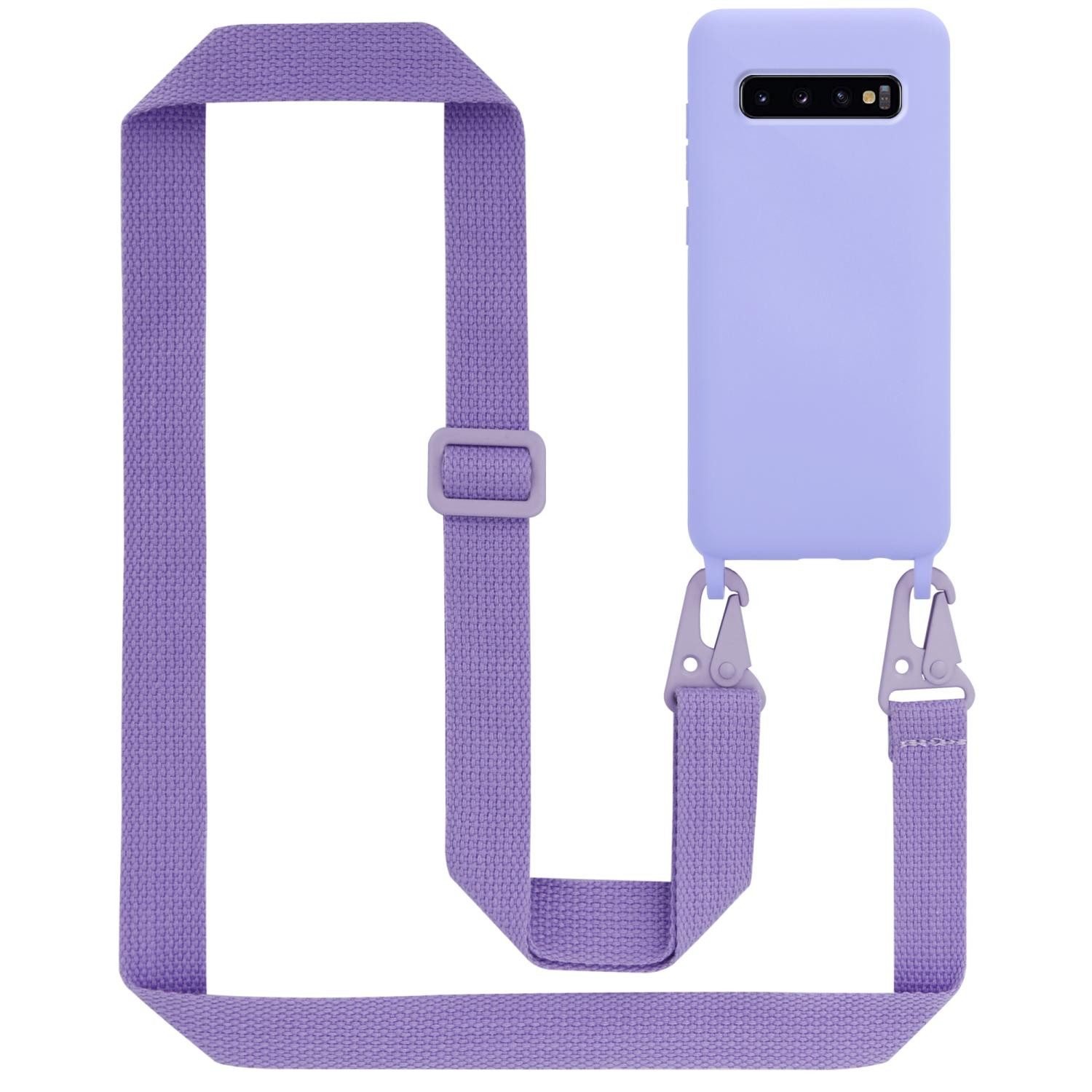 Cadorabo Handyhülle für Samsung Galaxy S10 PLUS Kette Samsung Galaxy S10 PLUS, TPU Silikon Handy Schutzhülle - Hülle - Liquid Style - mit Handykette