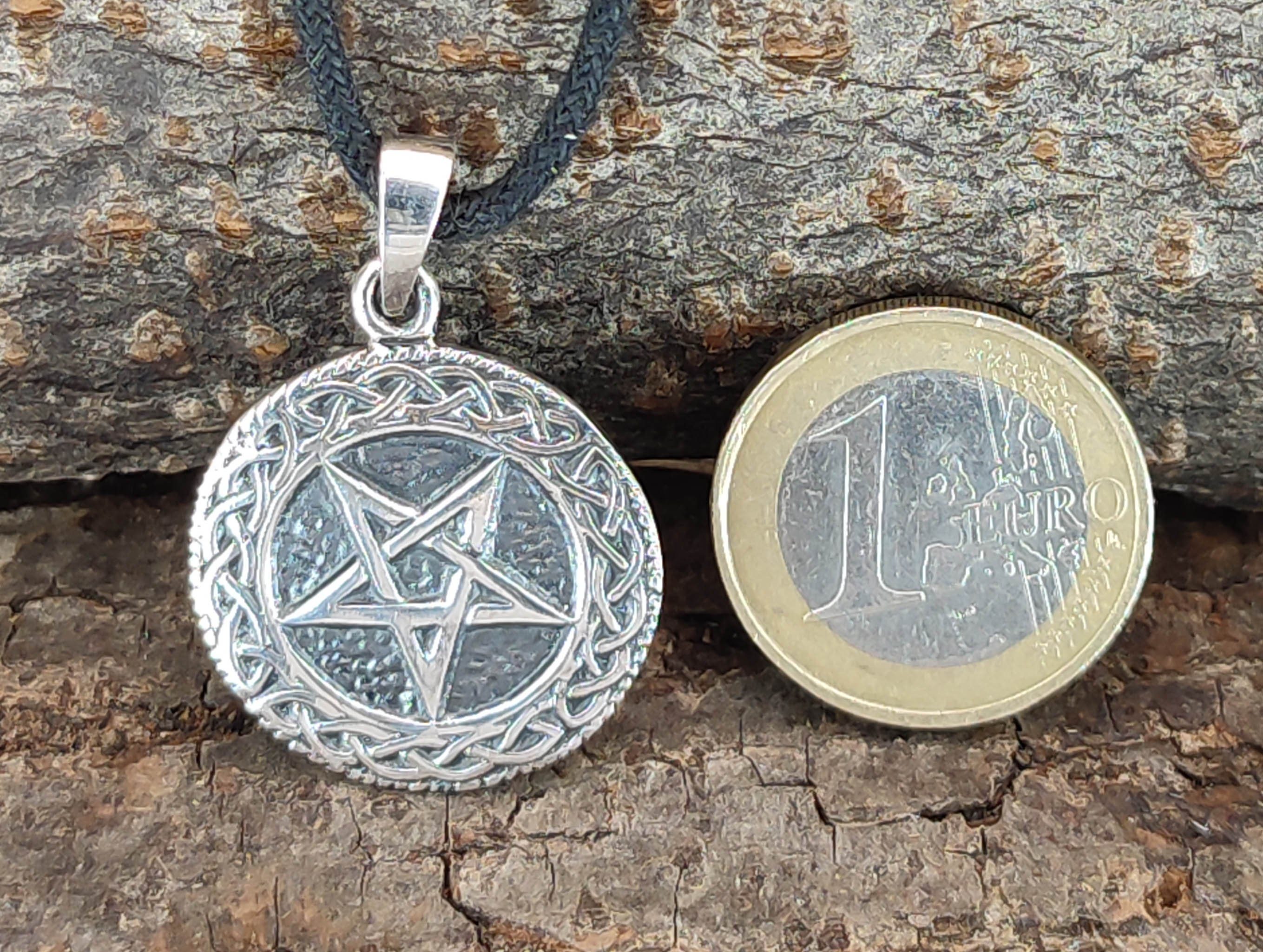 Silber Kiss of Kettenanhänger Magie Pentagramm Zauber Leather Keltenknoten 925