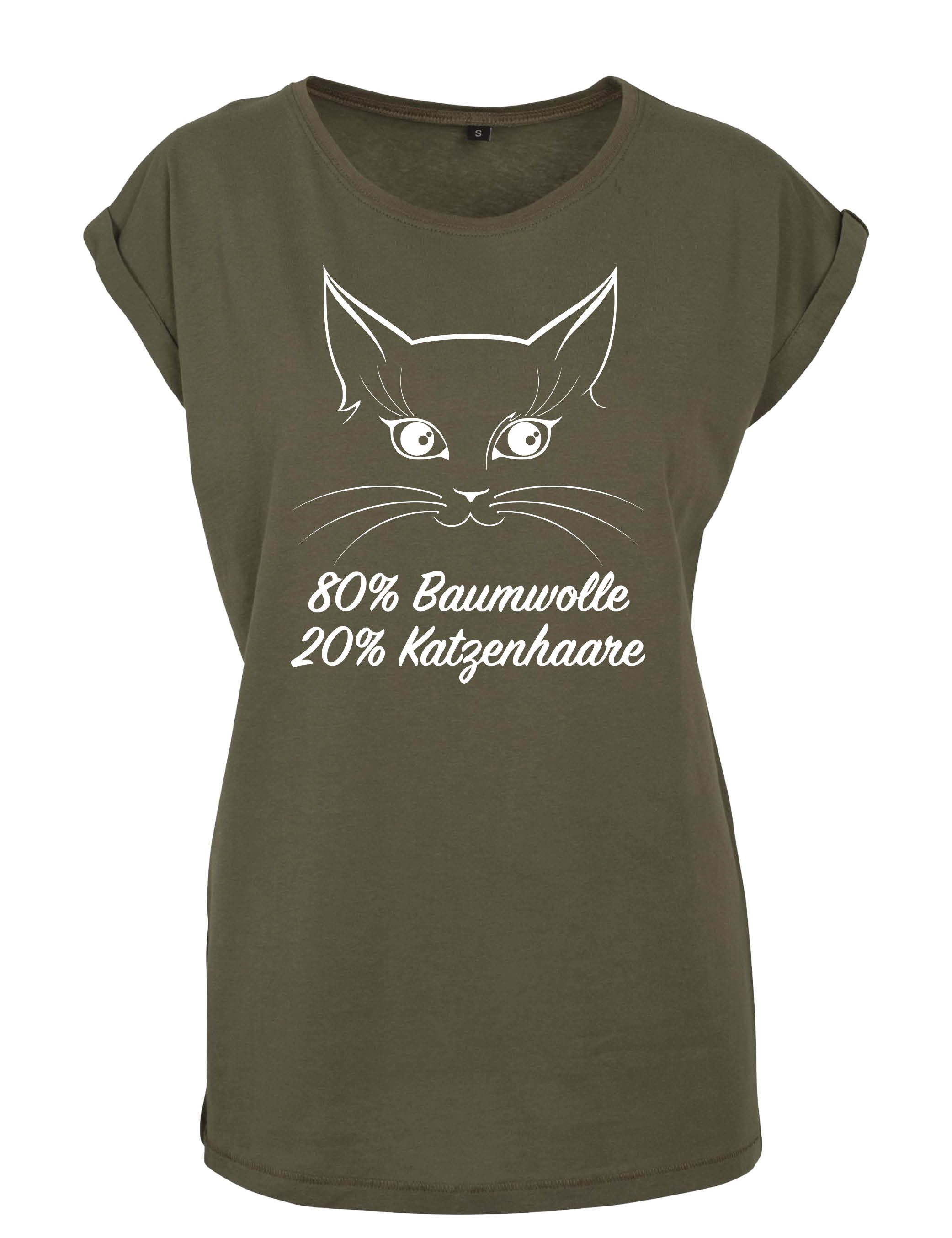 Youth Designz Print-Shirt Katzenhaare Damen T-Shirt mit lustigem Spruch als Geschenk für Frauen Fun Shirt mit modischem Statement Print