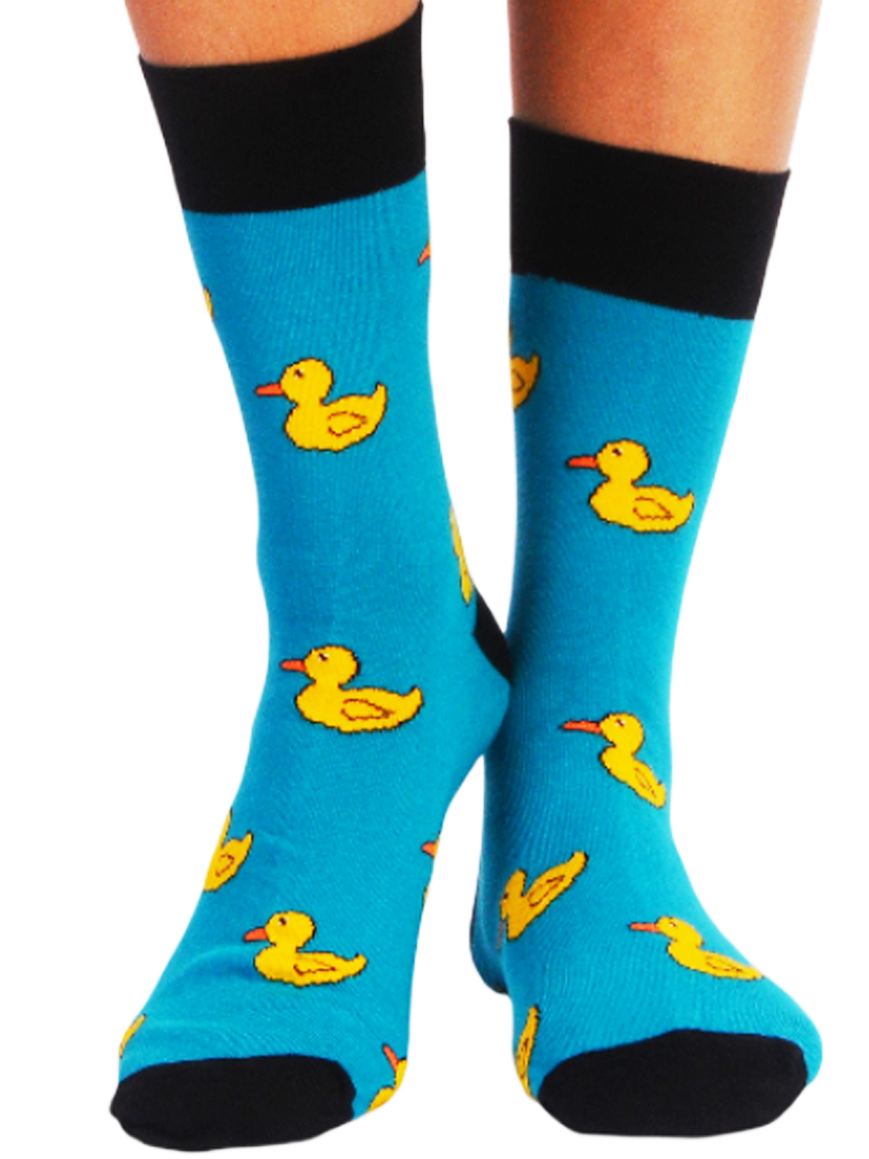 Socken 1 Paar socks Strümpfe mit Enten-Muster in Türkis neutral