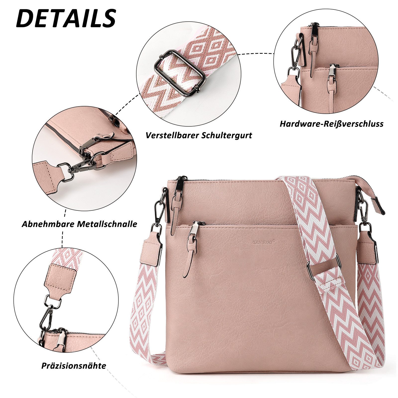 TAN.TOMI Schultertasche Damen Handtasche Crossbody Bag Tasche shopper Freizeit leicht (Für Pendeln Reise Campus Sport Rucksäcke), Umhängetasche Beuteltasche Crossover BodyBag Viel Stauraum