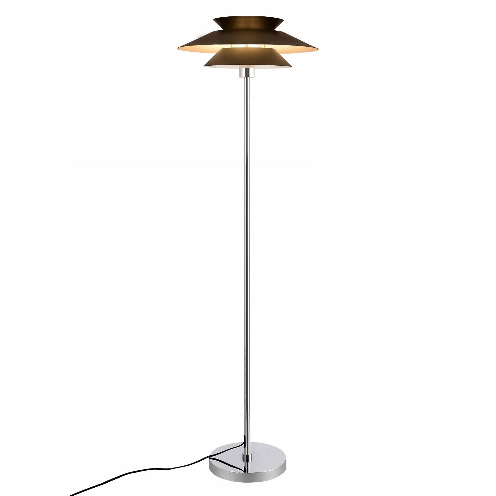 LED Stehlampe Schwarz/Weiß Stehleuchte E27 1 Flammig mit Fußschalter Metall