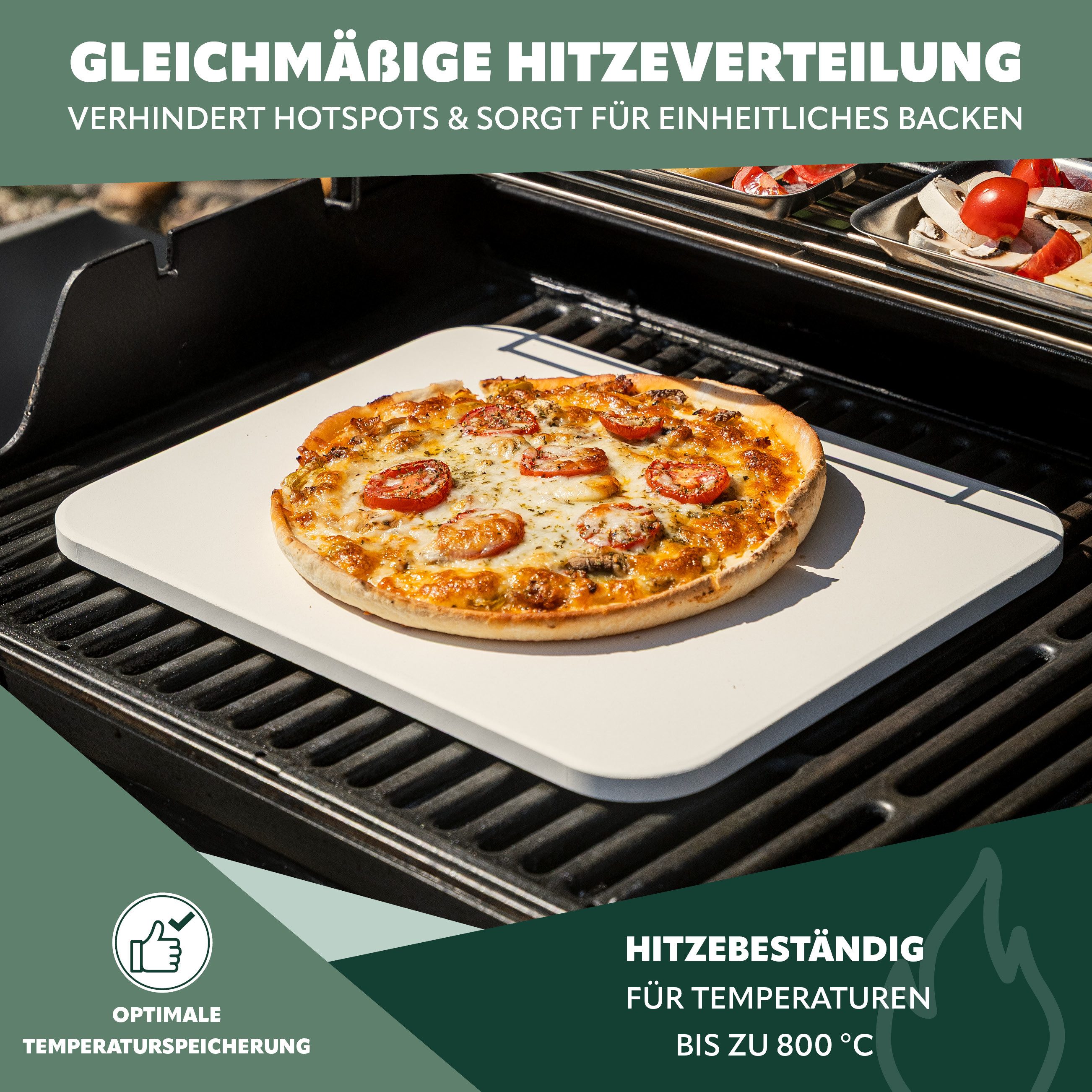 bremermann Pizzastein Pizzastein-Set 2tlg // Pizzastein inkl. Pizzaheber // ca. 30 x 38 cm, Cordierit, (1-St), inkl. Pizzaschaufel