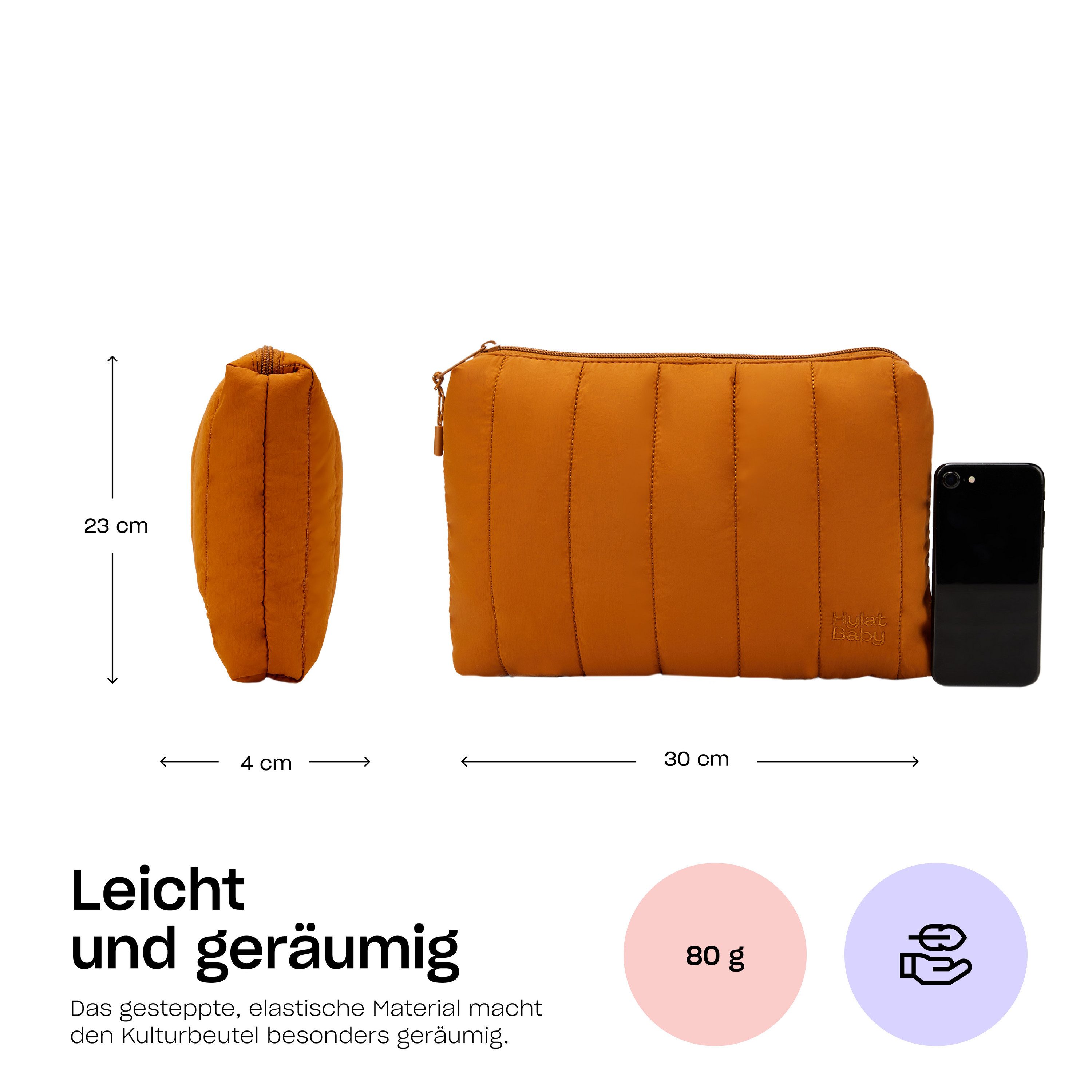 Hylat Baby Kulturbeutel Kosmetiktasche - vielseitiger Kulturbeutel-Organizer – Braun (1-tlg), Kosmetiktasche - stilvolle gesteppte Windeltasche - Braun