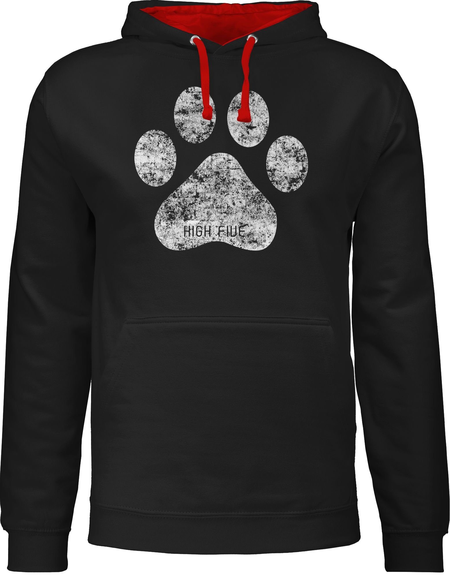 Damen Pullover Shirtracer Hoodie High Five Hunde Pfote - Geschenk für Hundebesitzer - Unisex Damen & Herren Kontrast Hoodie Hund