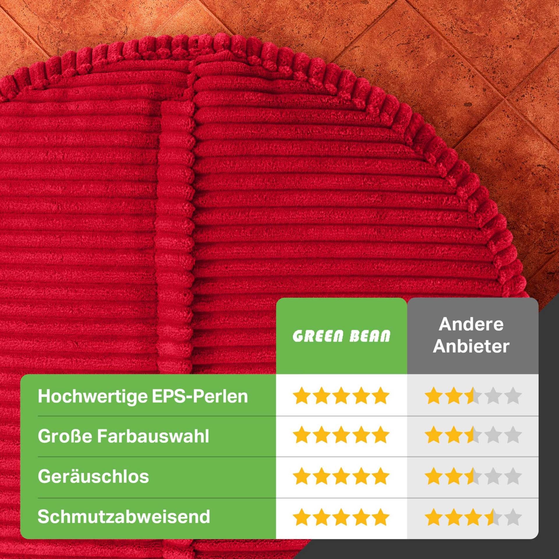 Green Bean Pouf Sitzsack-Hocker Pouf Cord 45x25cm (Indoor Sitzhocker Sitzkissen Fußhocker Relax-Sessel, Made in Germany), die ideale Ergänzung zum Sitzsack – Bild 4 von 5