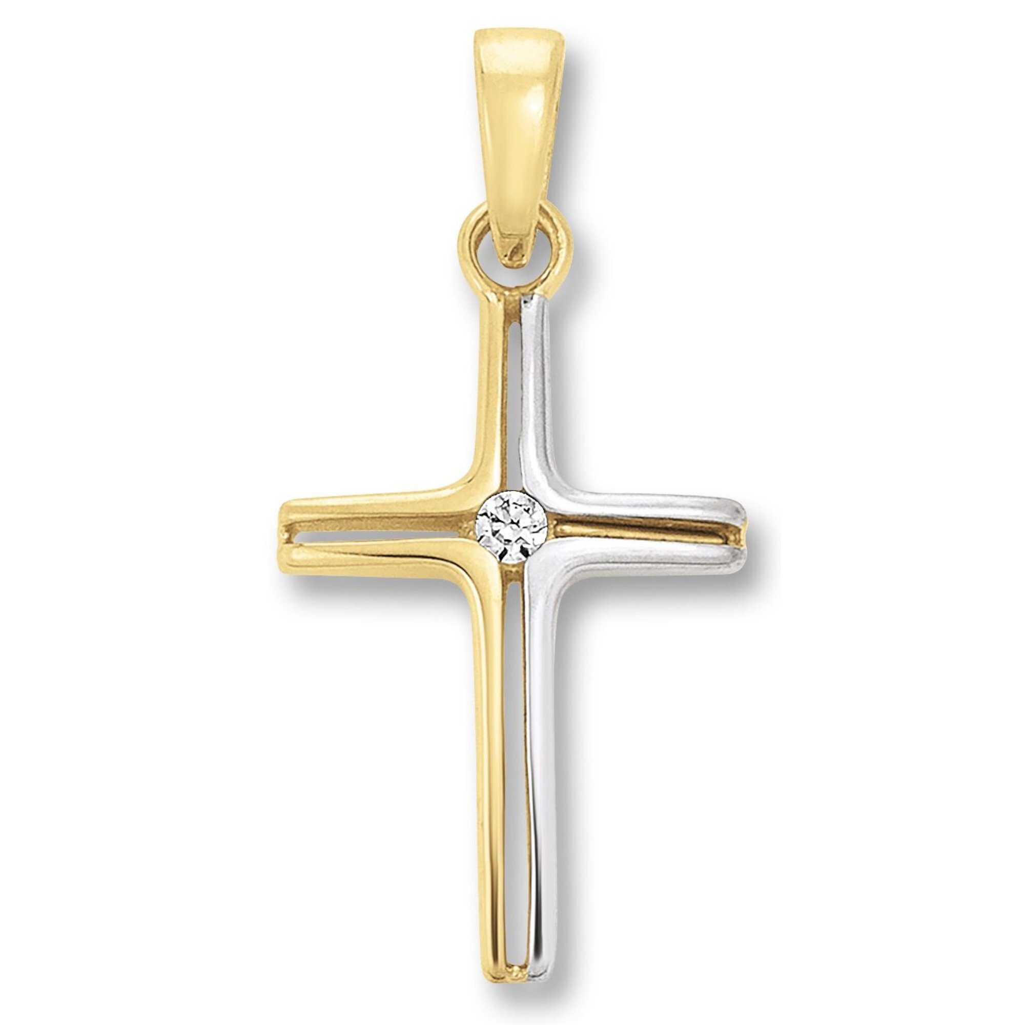 ONE ELEMENT Kettenanhänger Zirkonia Kreuz Anhänger aus 333 Gelbgold, Fein g günstig online kaufen