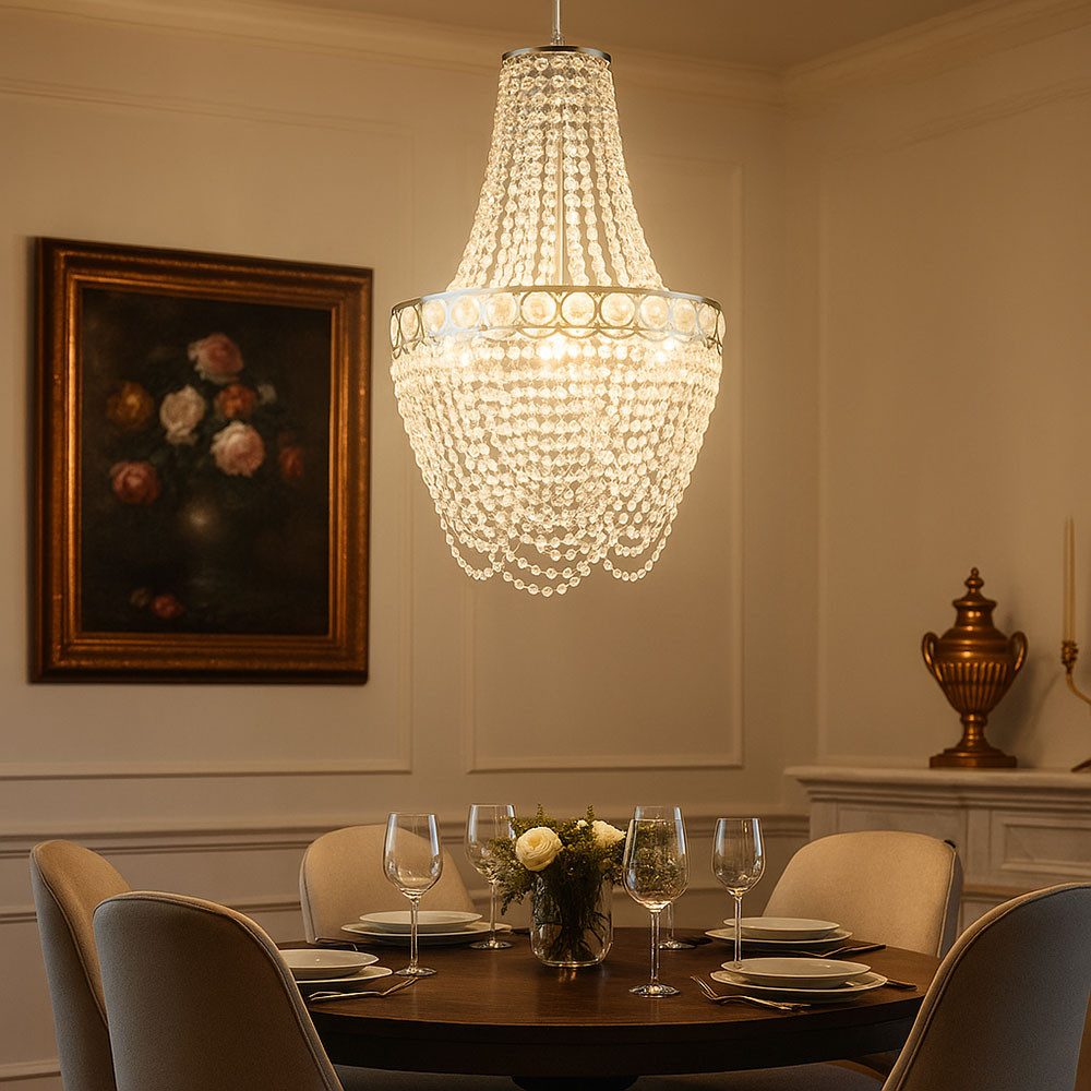 GLOBO LIGHTING Kronleuchter, Leuchtmittel nicht inklusive, Kristallleuchter hängend Wohnzimmer Hängelampe Modern