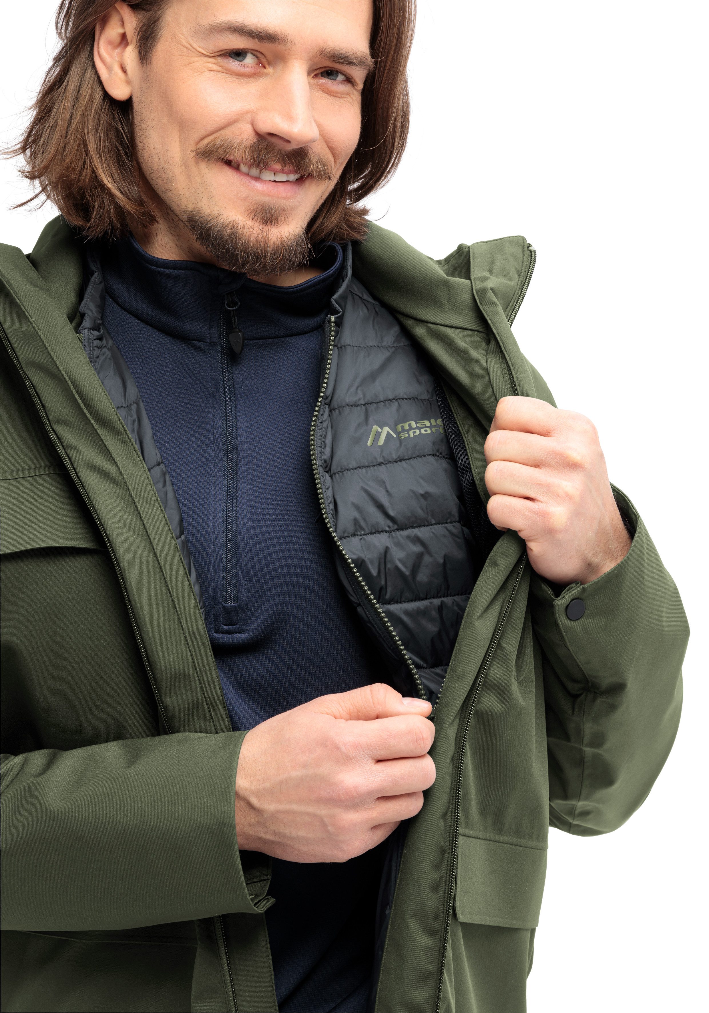 Maier Sports Funktionsjacke WOUT Herren Outdoor-Jacke, wind/wasserdicht, 2 RV-Taschen und Kapuze