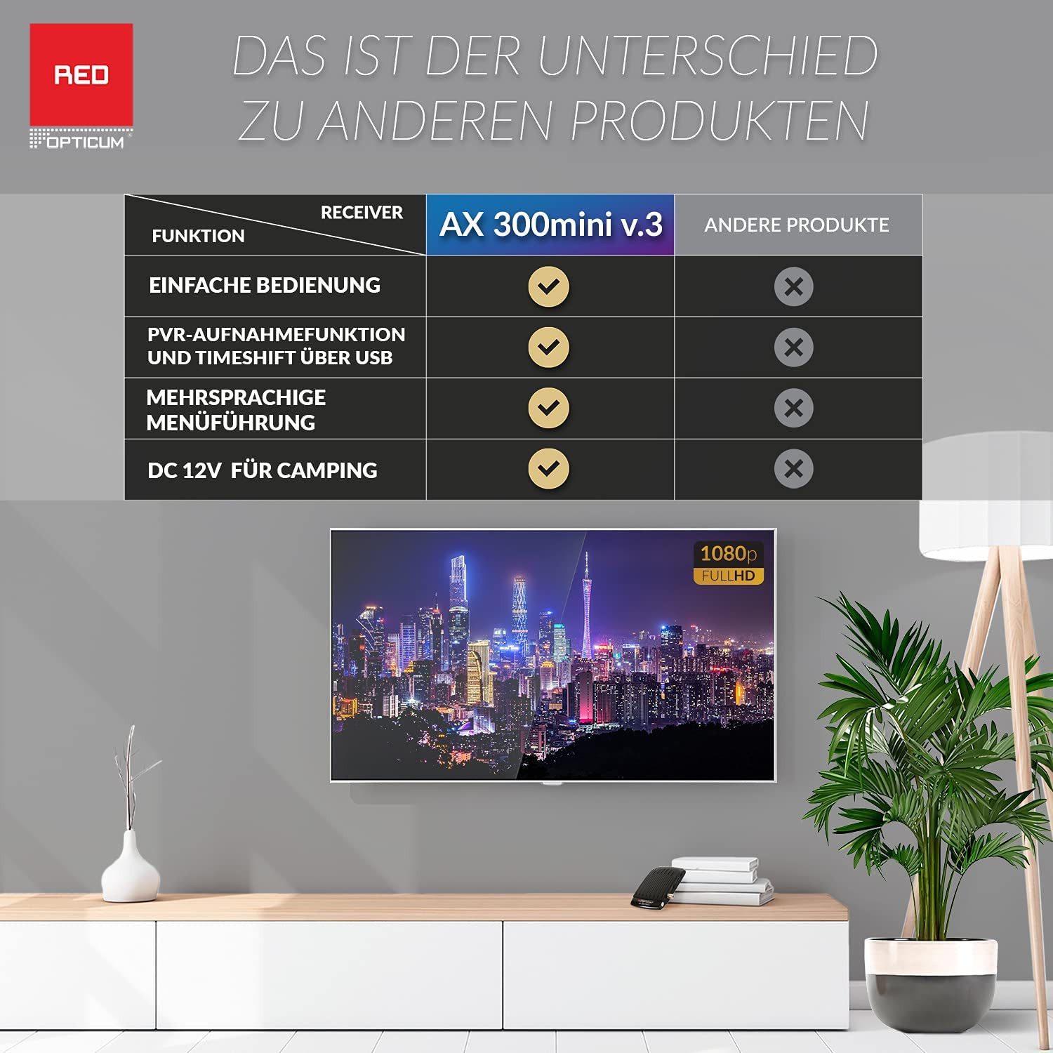 Opticum Red Opticum AX 300 Mini V3 PVR - digitaler HD Satellitenreceiver / Satellitenreceiver