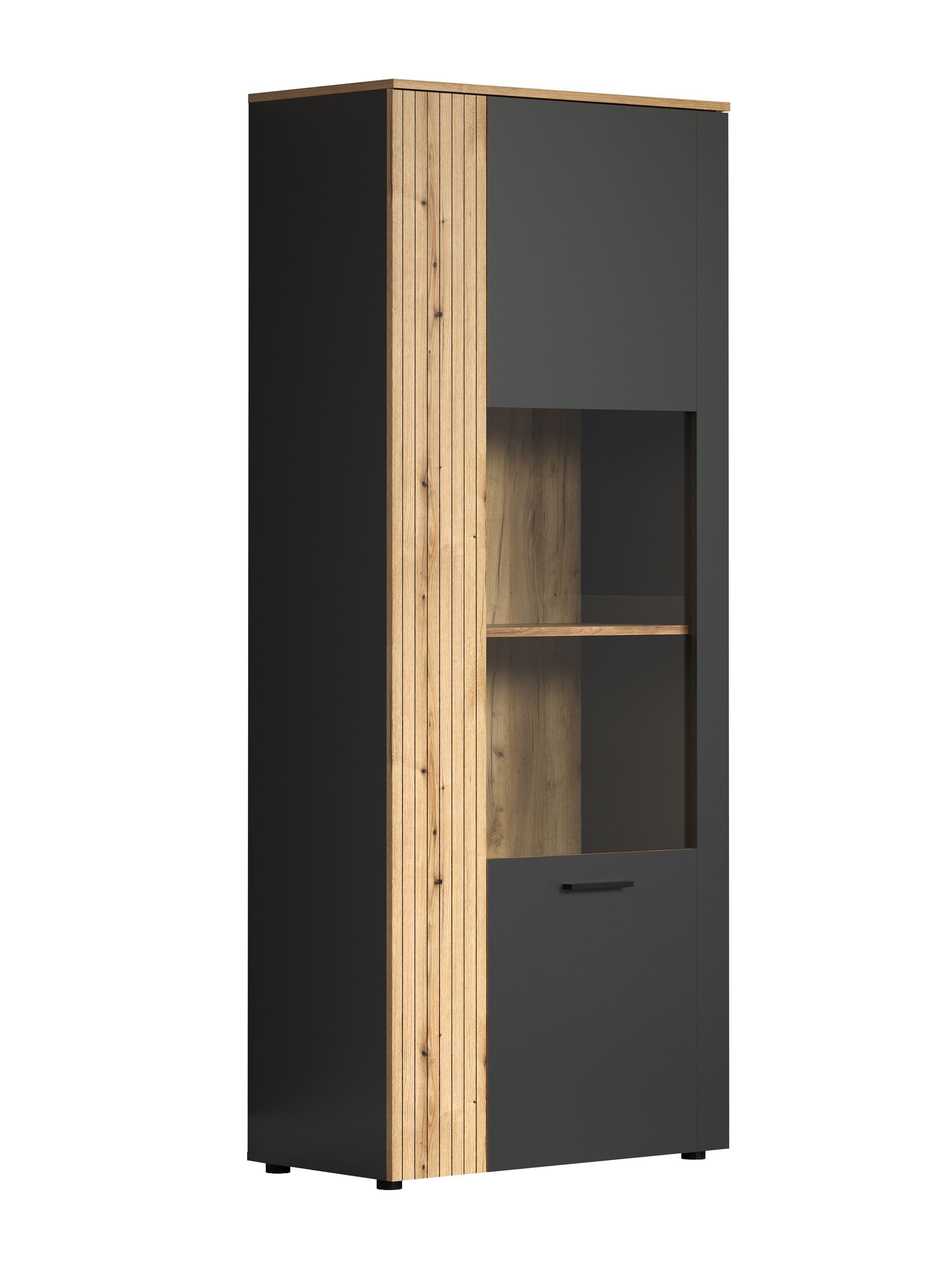 trendteam Vitrine (Vitrine) Vitrinenschrank Hochschrank 80 x 195 x 42 cm