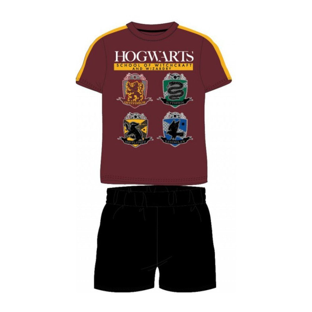 Harry Potter Pyjama Harry Potter Kurz-Pyjama „Hogwarts Houses“, Kinder, Gr. 104-152 (Set, 2 tlg)