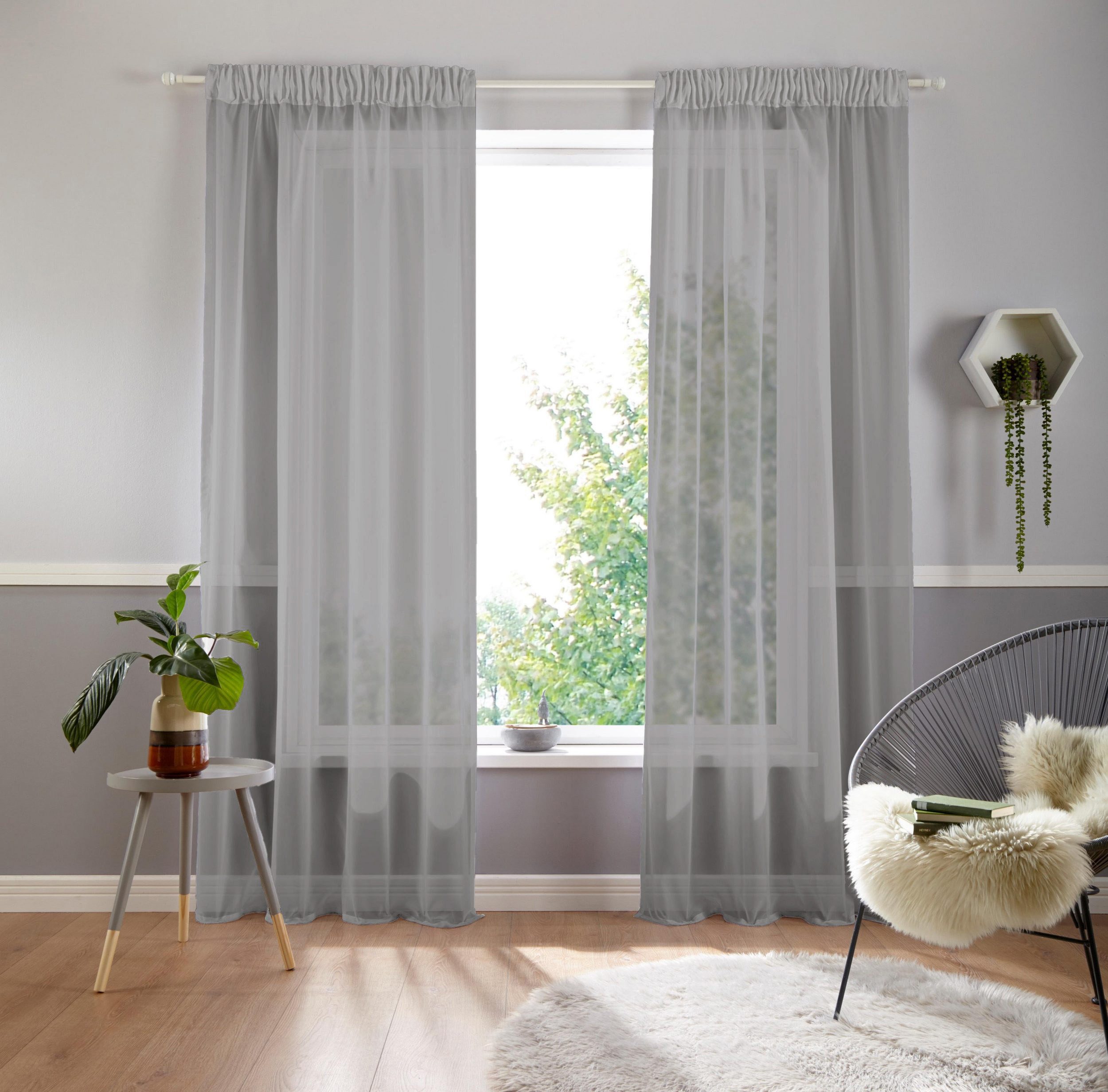 OTTO home Gardine Ari (1 St), Multifunktionsband, halbtransparent, Voile, Bestseller mit 4,5-Sterne-Bewertung