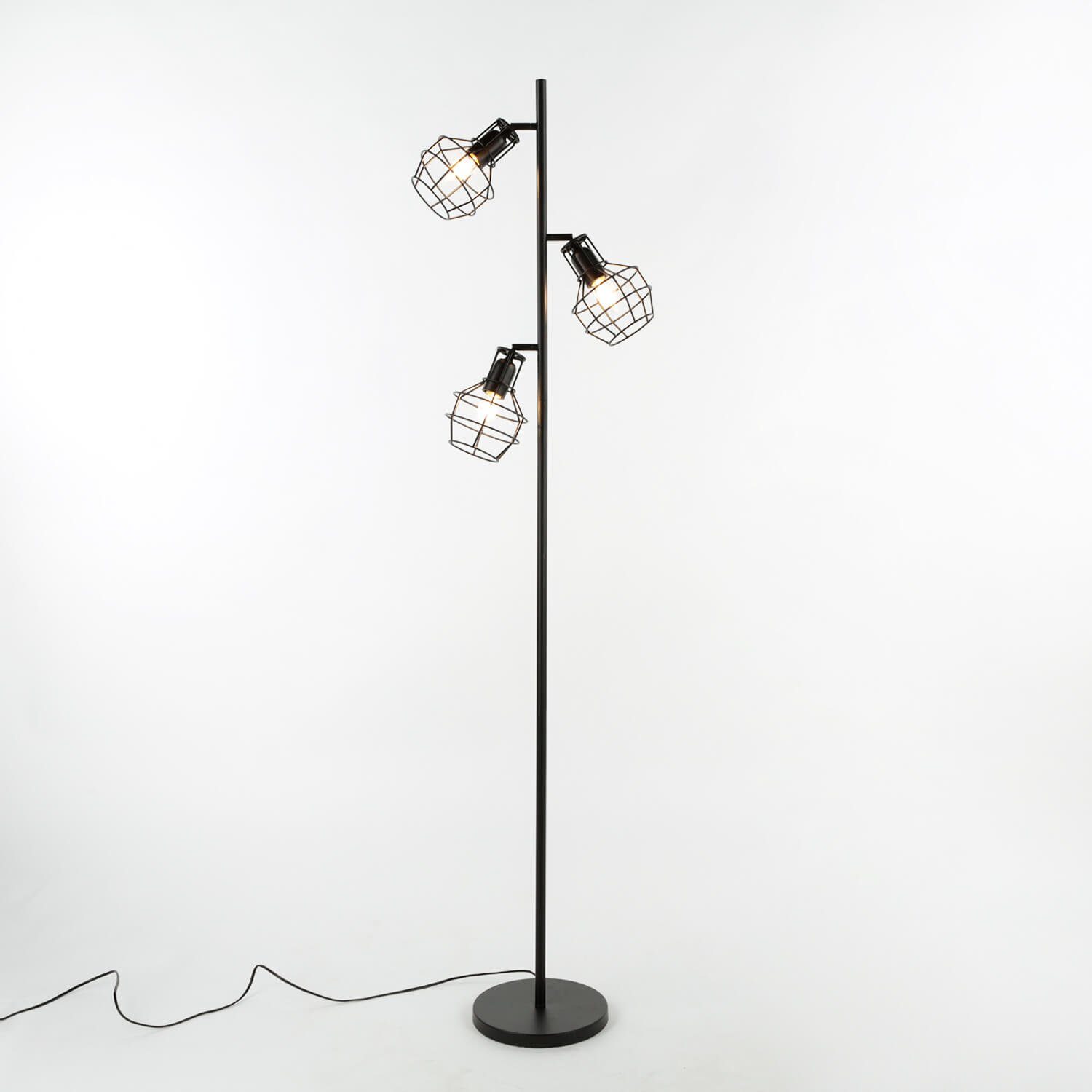 Licht-Erlebnisse Stehlampe MIA, ohne Leuchtmittel, 168 cm Retro Schwarz Stehleuchte