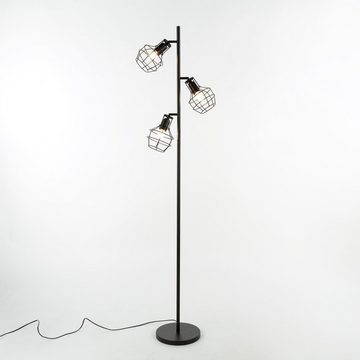 Licht-Erlebnisse Stehlampe MIA, ohne Leuchtmittel, Retro Stehleuchte Schwarz 168 cm